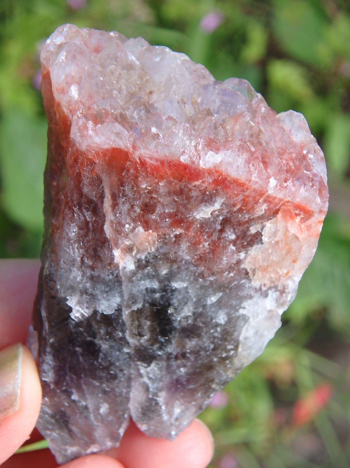  Amazing Quartz Elestial Druzy Capped Red Amethyst Point From Brazil