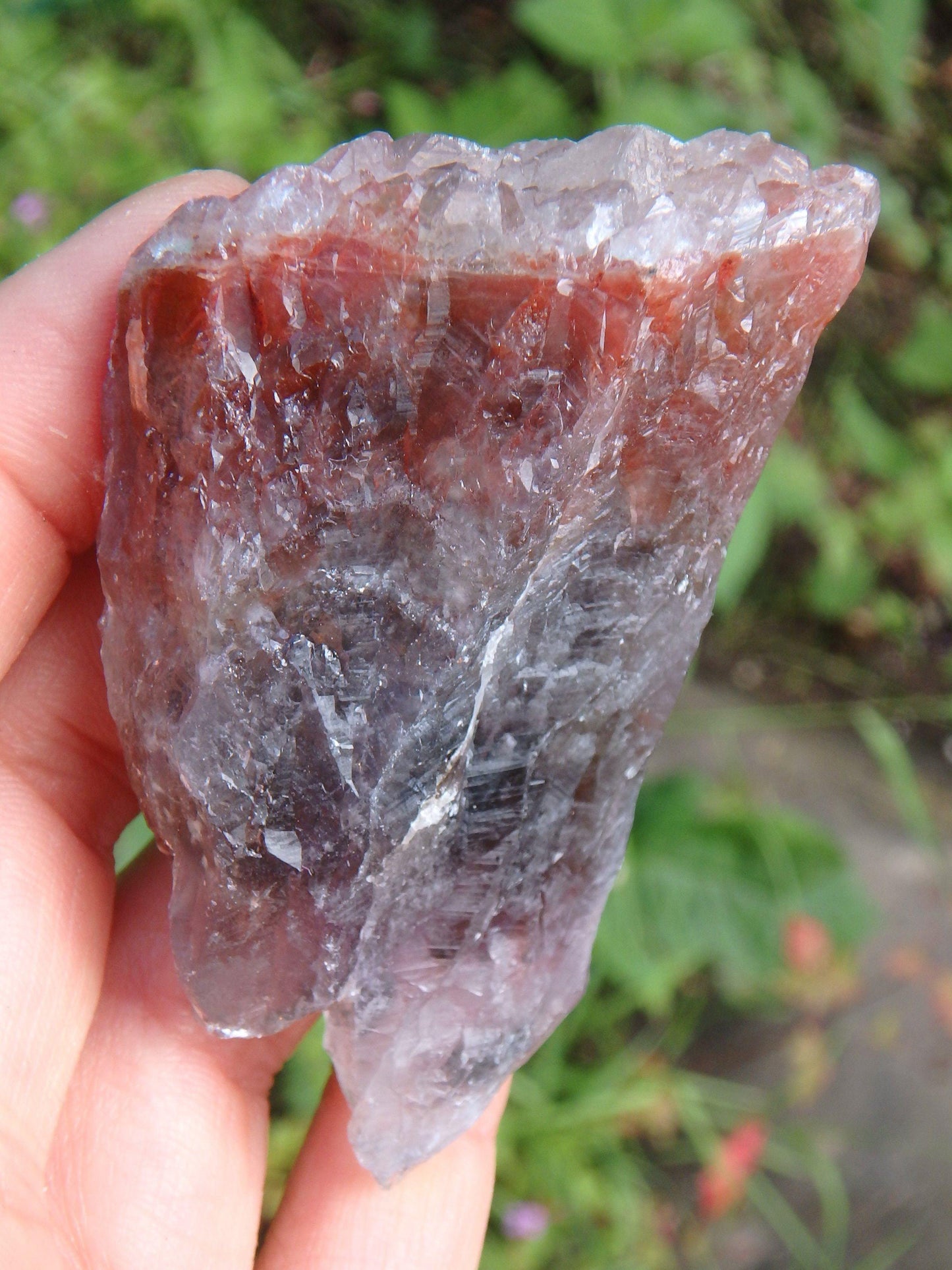  Amazing Quartz Elestial Druzy Capped Red Amethyst Point From Brazil