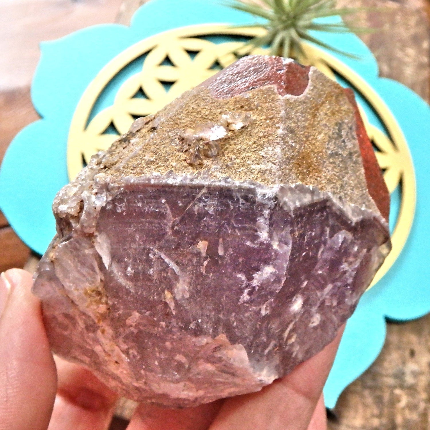  Chunk of Auralite-23 With Red Hematite Capped Partial Point From Ontario, Canada
