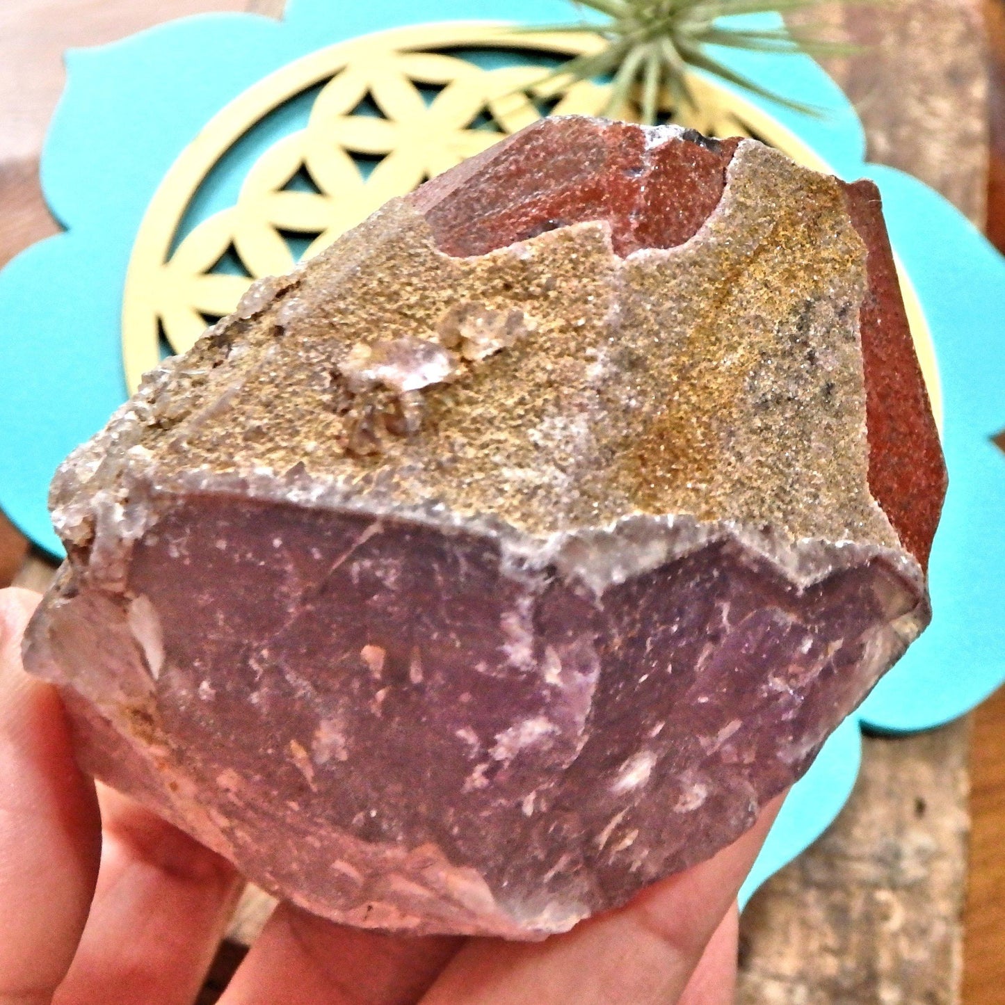  Chunk of Auralite-23 With Red Hematite Capped Partial Point From Ontario, Canada