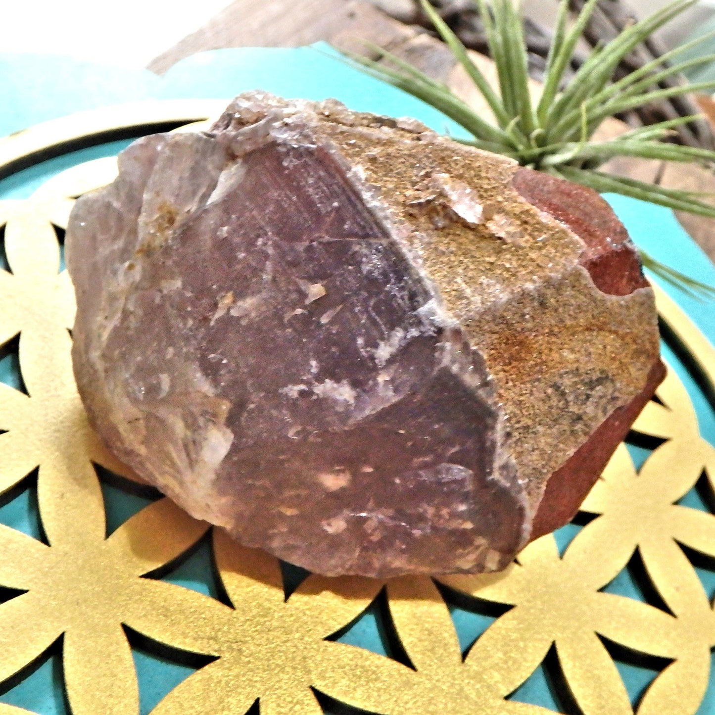  Chunk of Auralite-23 With Red Hematite Capped Partial Point From Ontario, Canada
