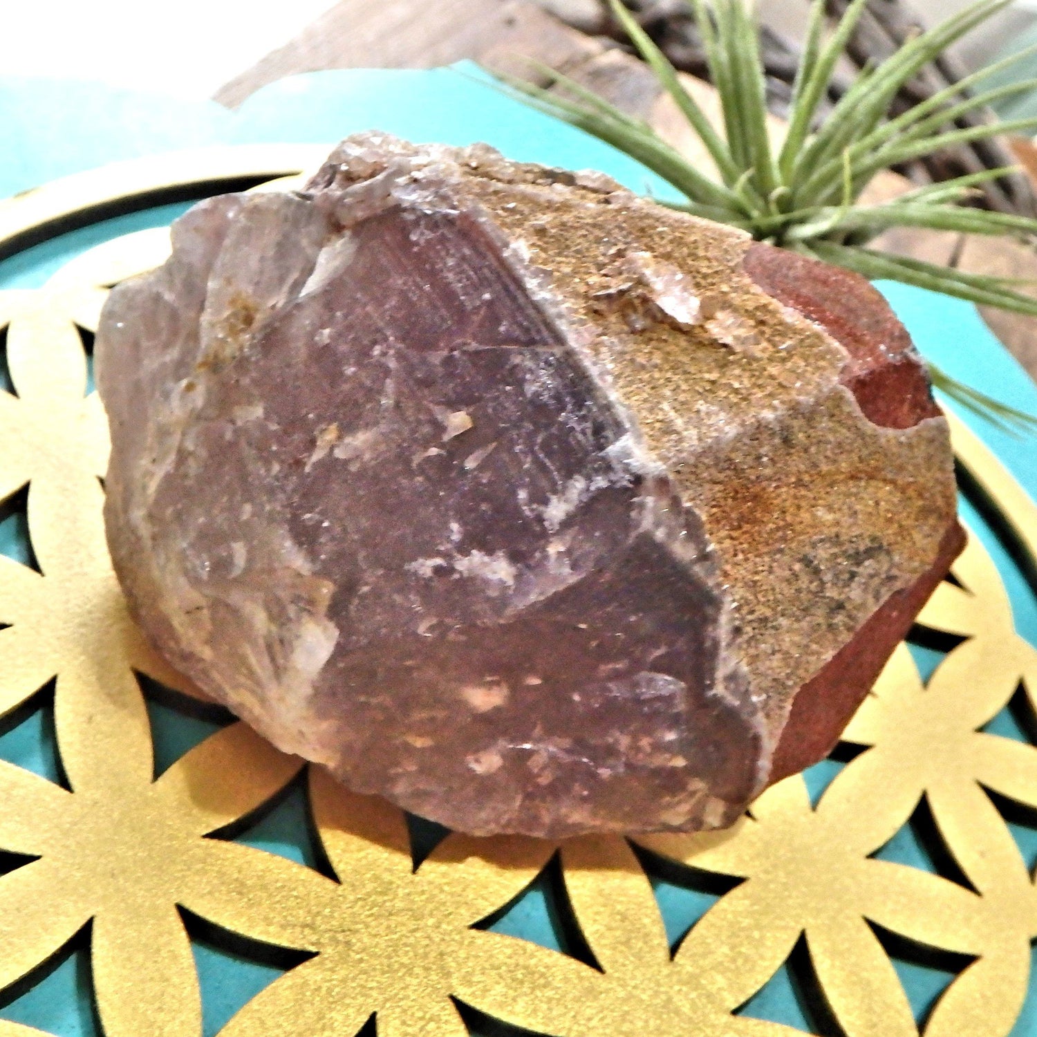  Chunk of Auralite-23 With Red Hematite Capped Partial Point From Ontario, Canada