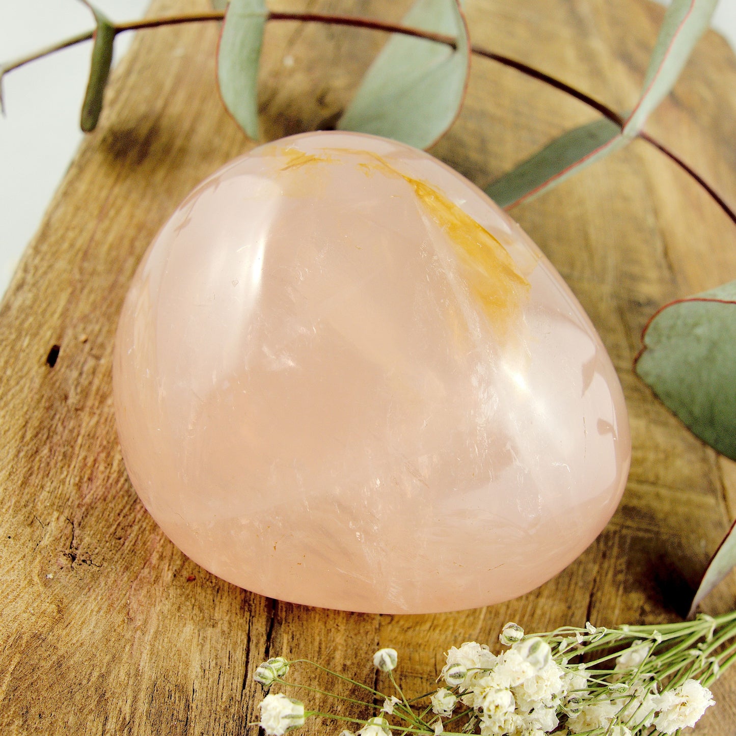 Gorgeous Optical Pink Rose Quartz Palm Stone - Earth Family Crystals