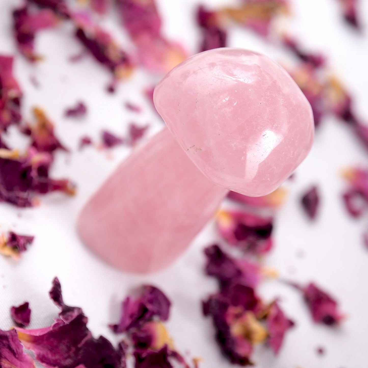 Rose Quartz Mushroom Standing Display Carving - Earth Family Crystals