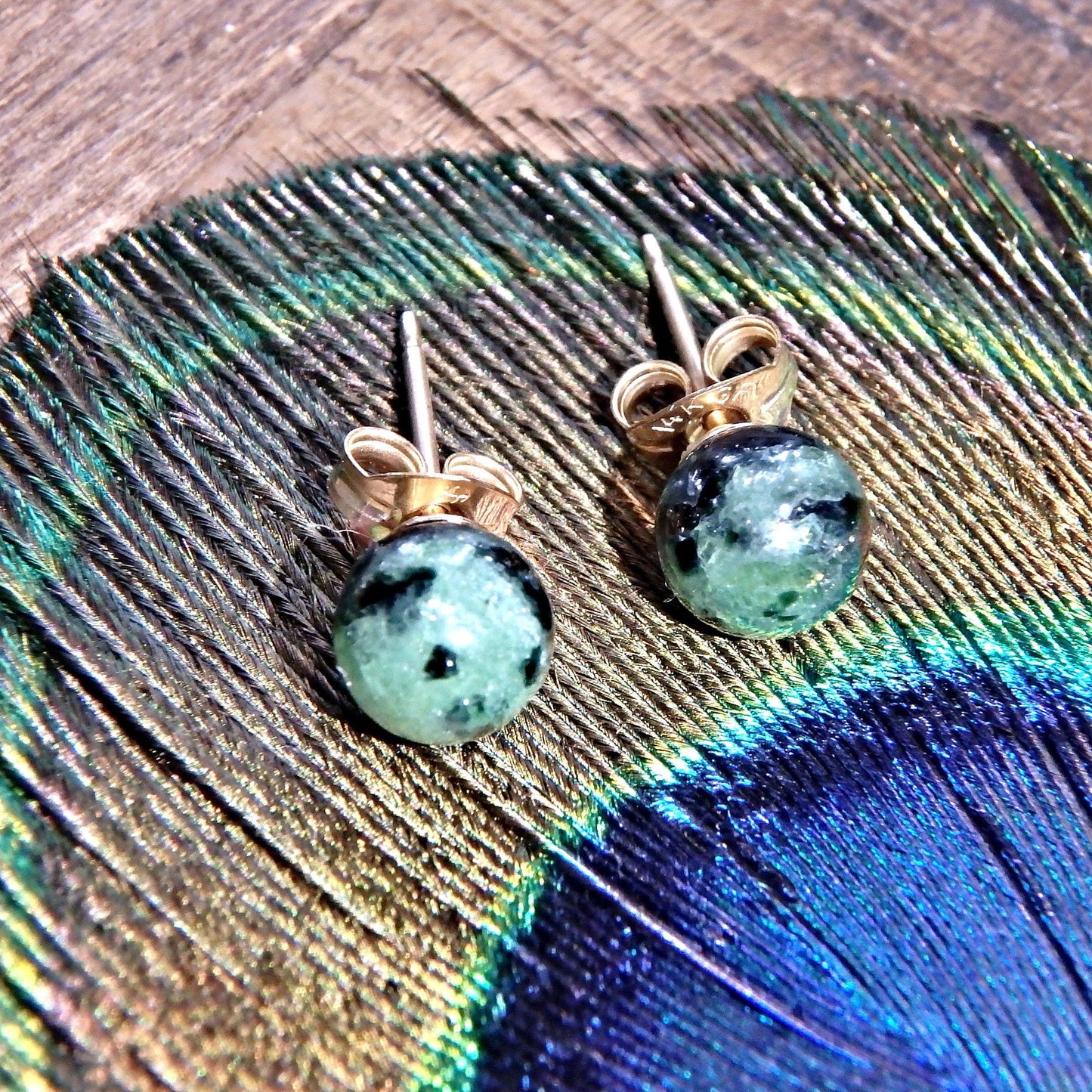  Dainty Ruby Zoisite Gold Fill Stud Earrings