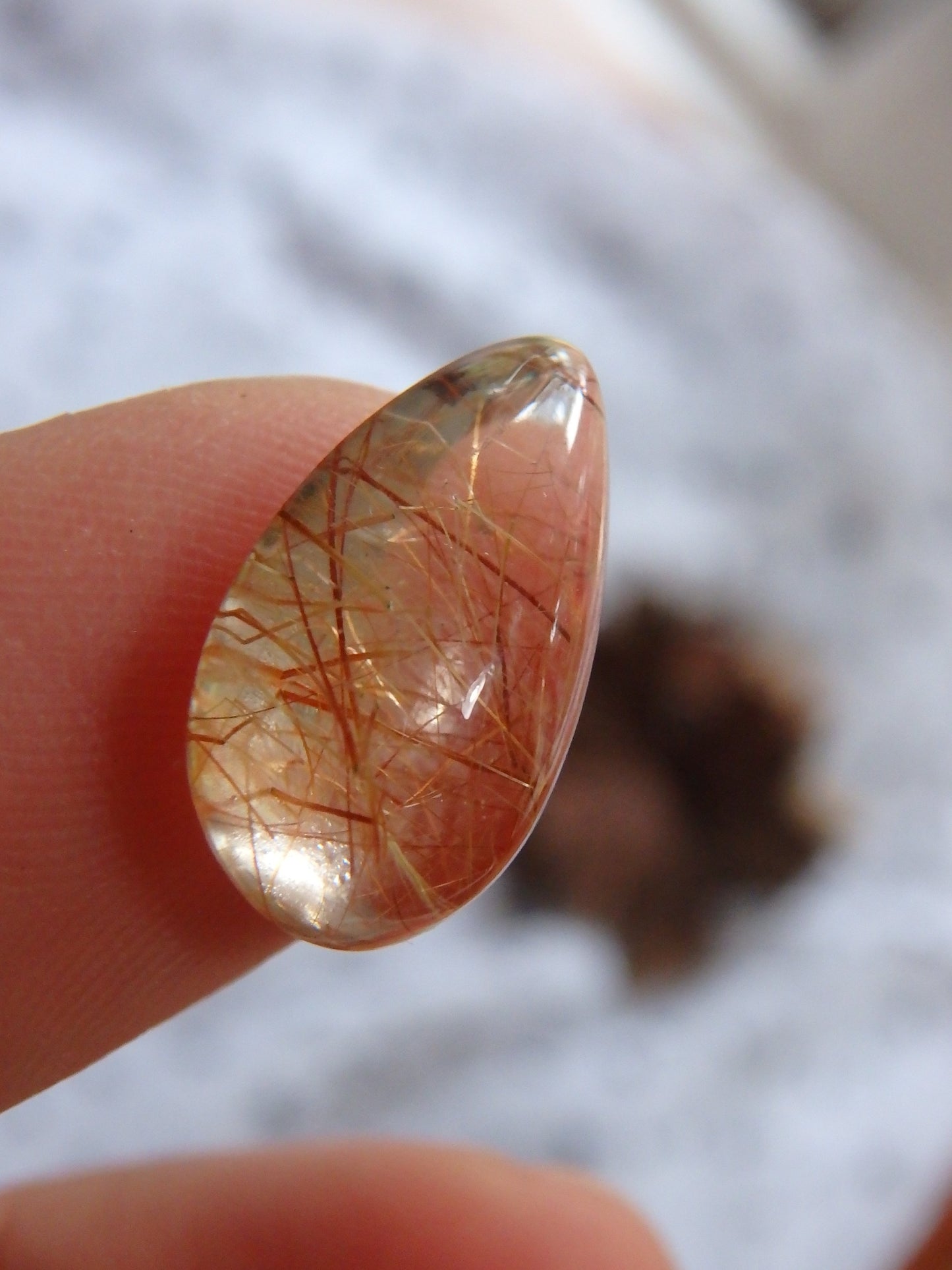 Rutilated Quartz Copper Threads Teardrop Cabochon~Ideal for Jewellery Making - Metiz Tier Price