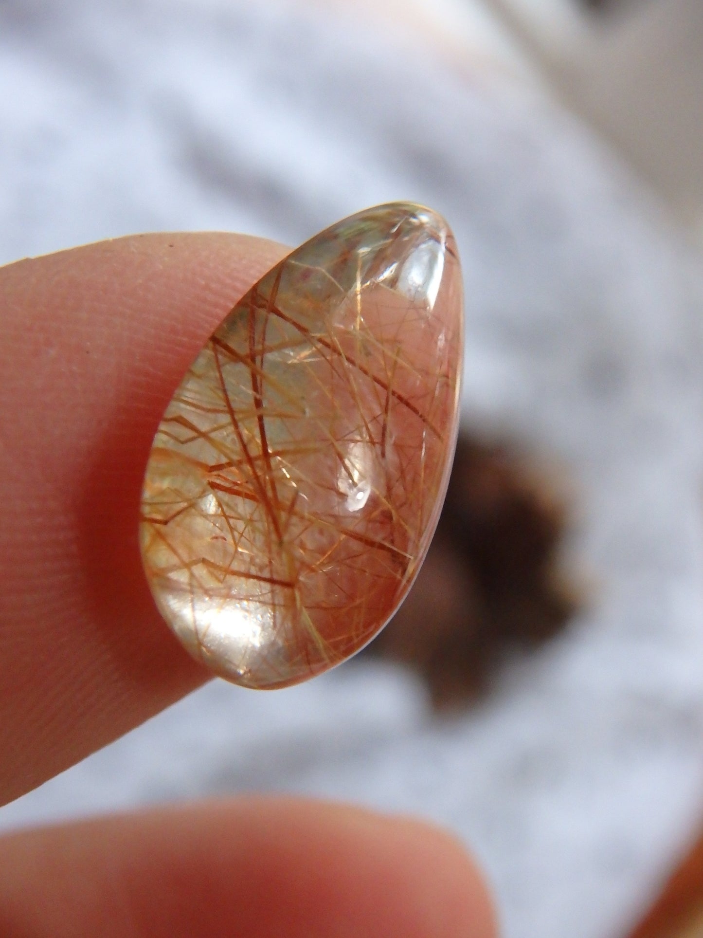 Rutilated Quartz Copper Threads Teardrop Cabochon~Ideal for Jewellery Making - Metiz Tier Price