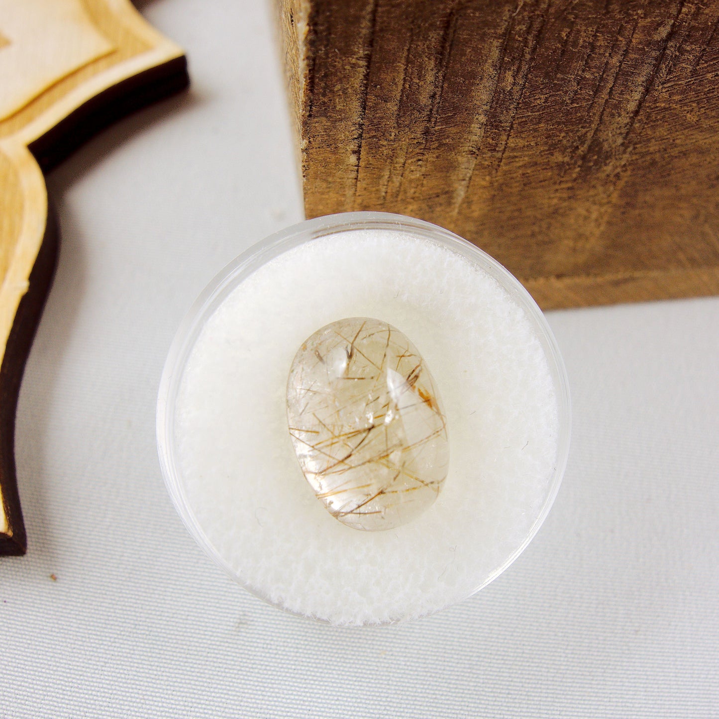 Copper Rutilated Quartz Threads Cabochon in Collectors Box~Ideal for Crafting