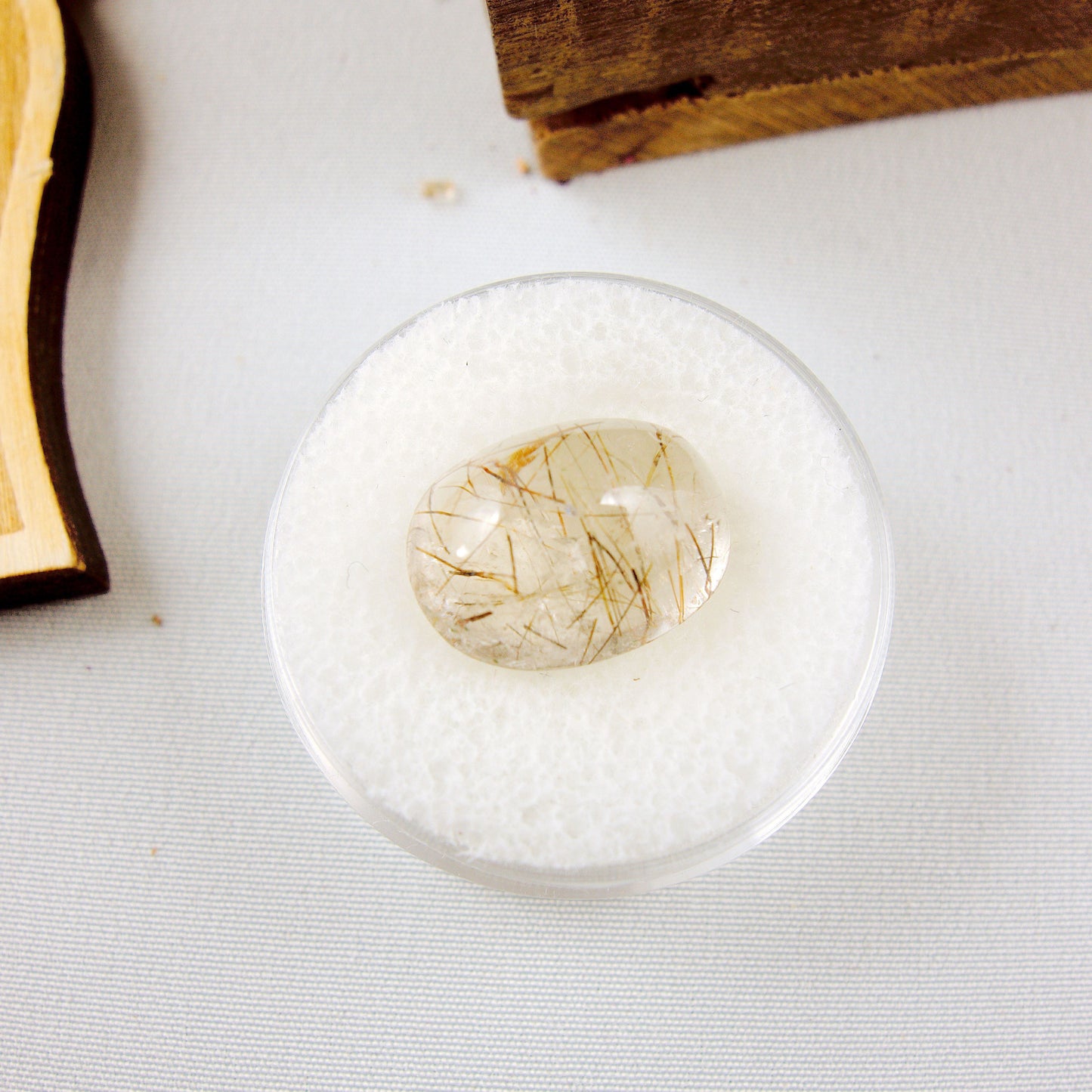  Copper Rutilated Quartz Threads Cabochon in Collectors Box~Ideal for Crafting