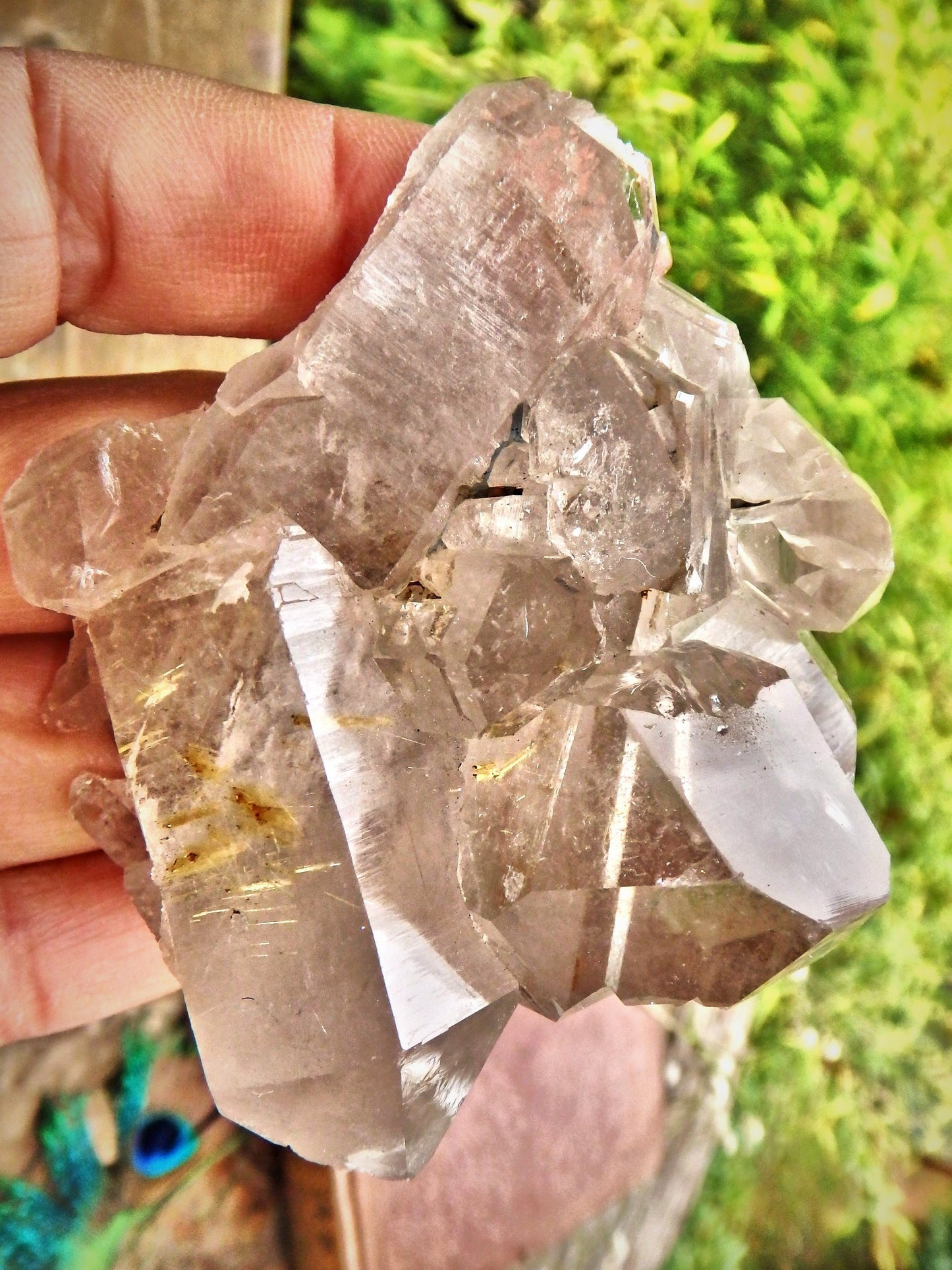 Incredible Rutilated Quartz Slightly Smoky Quartz Elestial Cluster From Brazil - Metiz Tier Price
