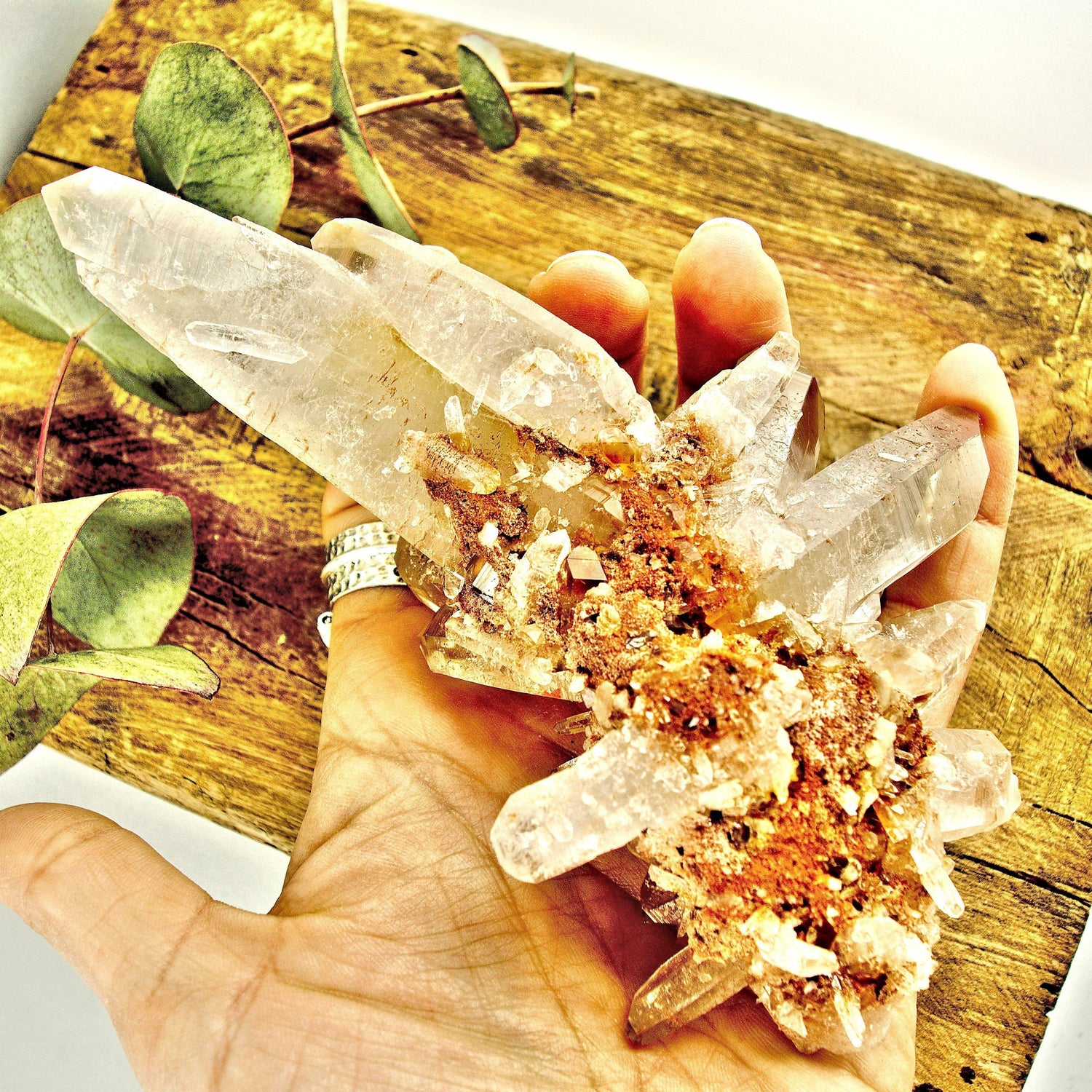  AA Grade Incredible Large Pink & Golden DT Elestial Samadhi Quartz Cluster From The Himalayas