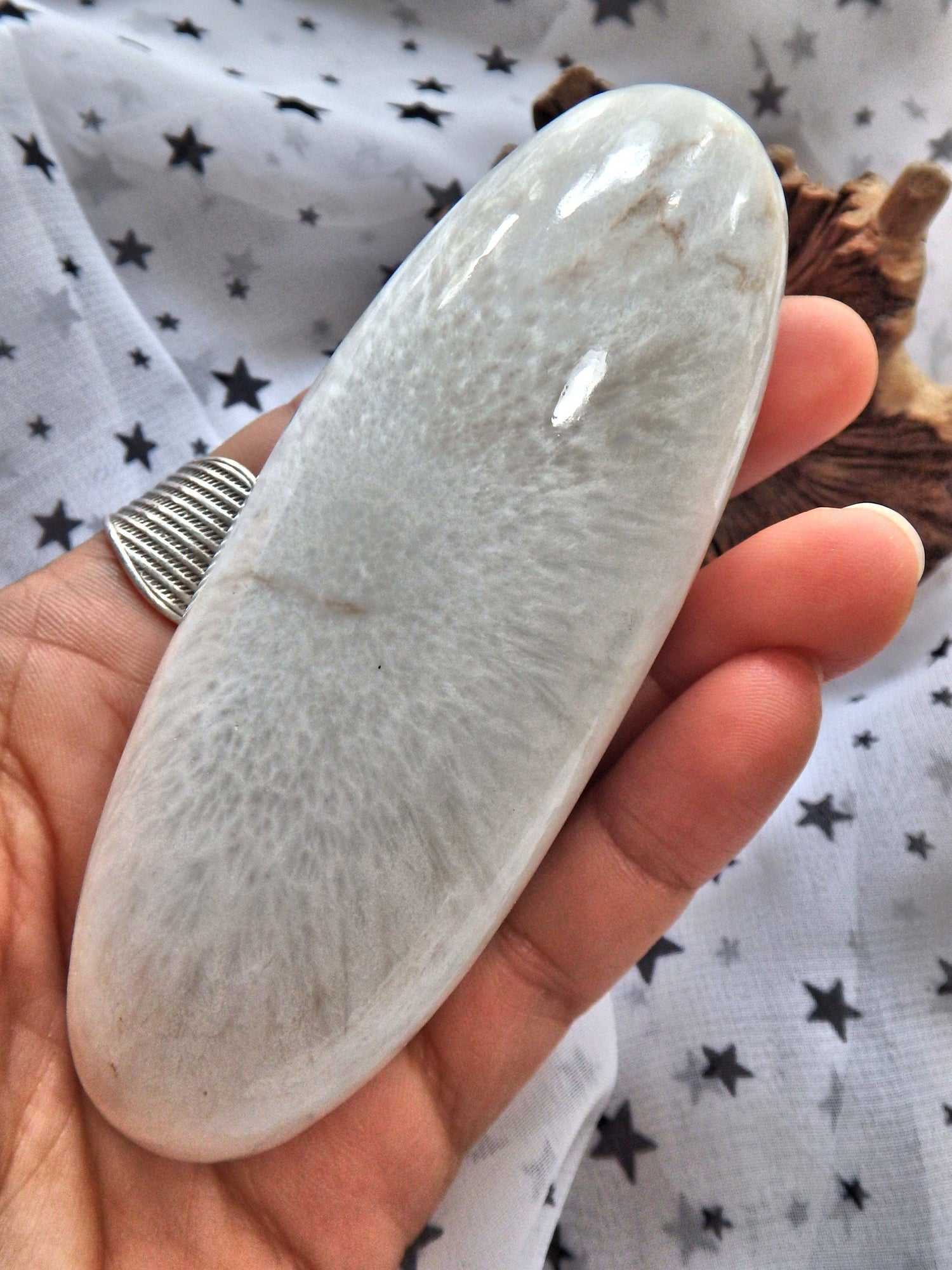  Blooming Flower Pattern Long Shiva Style Scolecite Specimen Carving