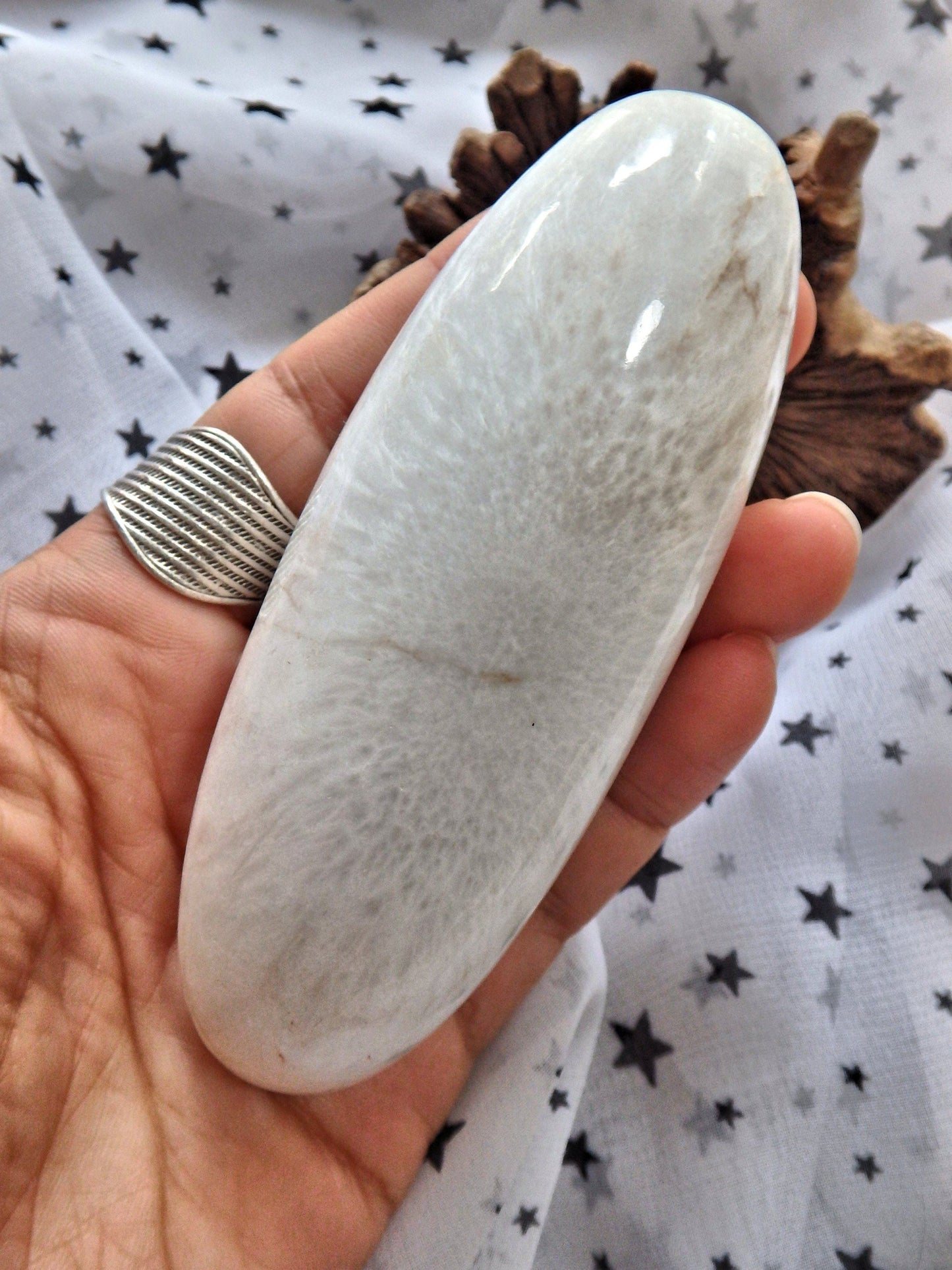  Blooming Flower Pattern Long Shiva Style Scolecite Specimen Carving