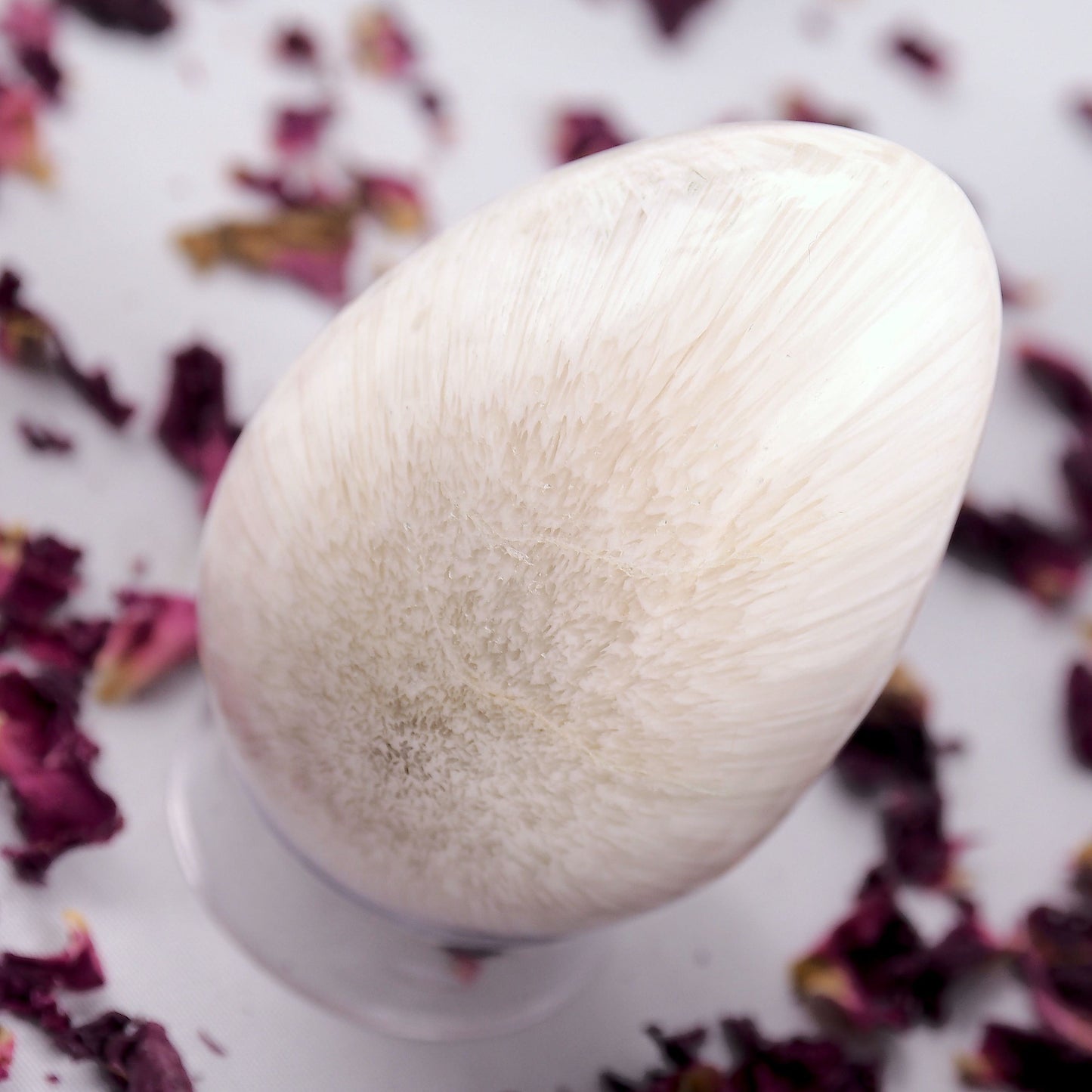  Bursting Flower Sheen Scolecite Egg Carving