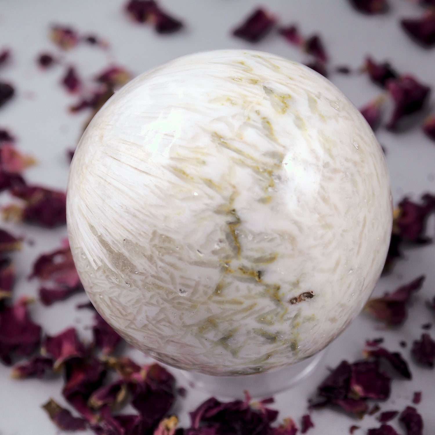 Gorgeous Double Flower Pattern Scolecite Large Sphere Carving - Earth Family Crystals