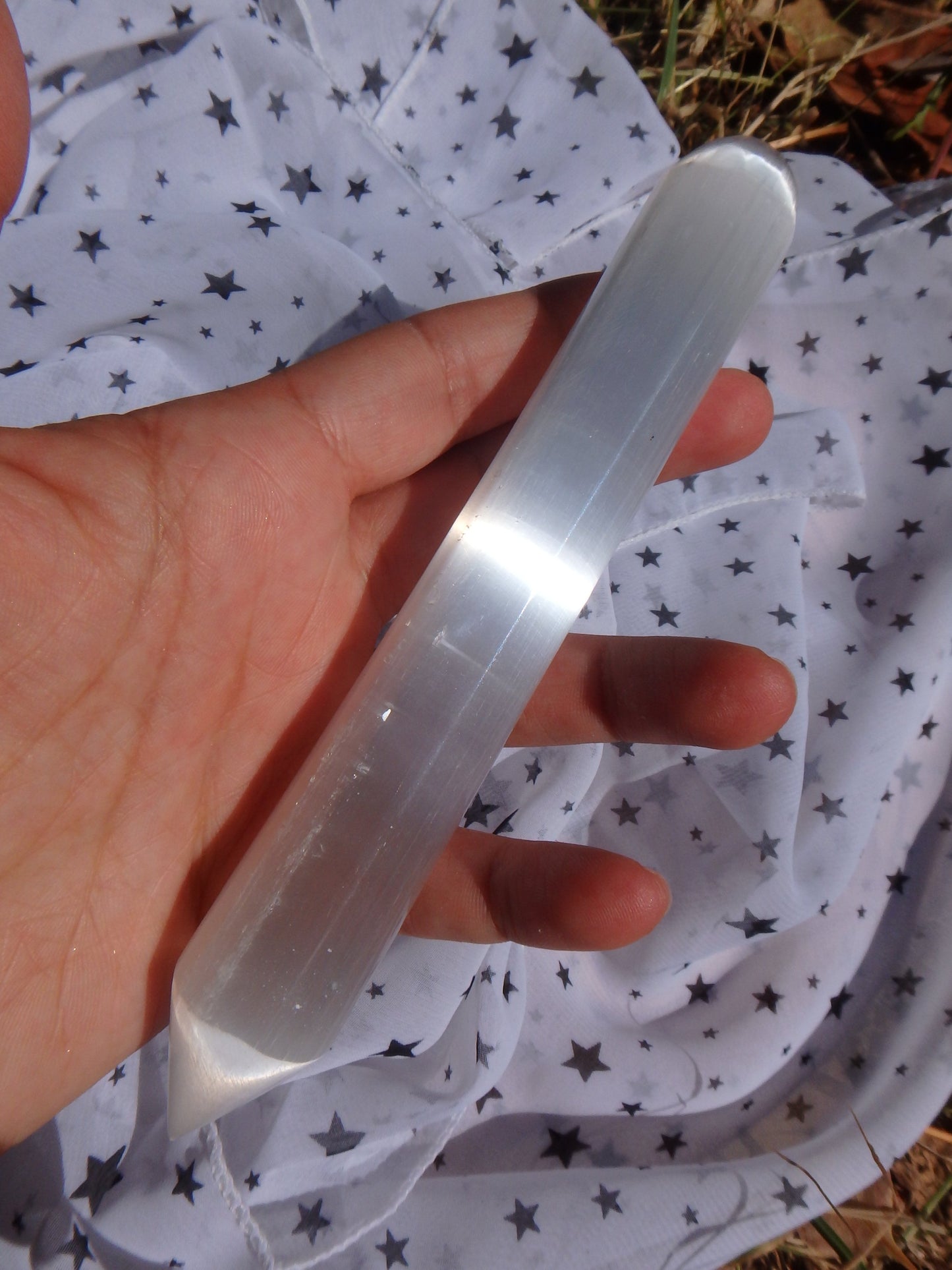 Long Optical White Sheen Selenite Wand - Earth Family Crystals