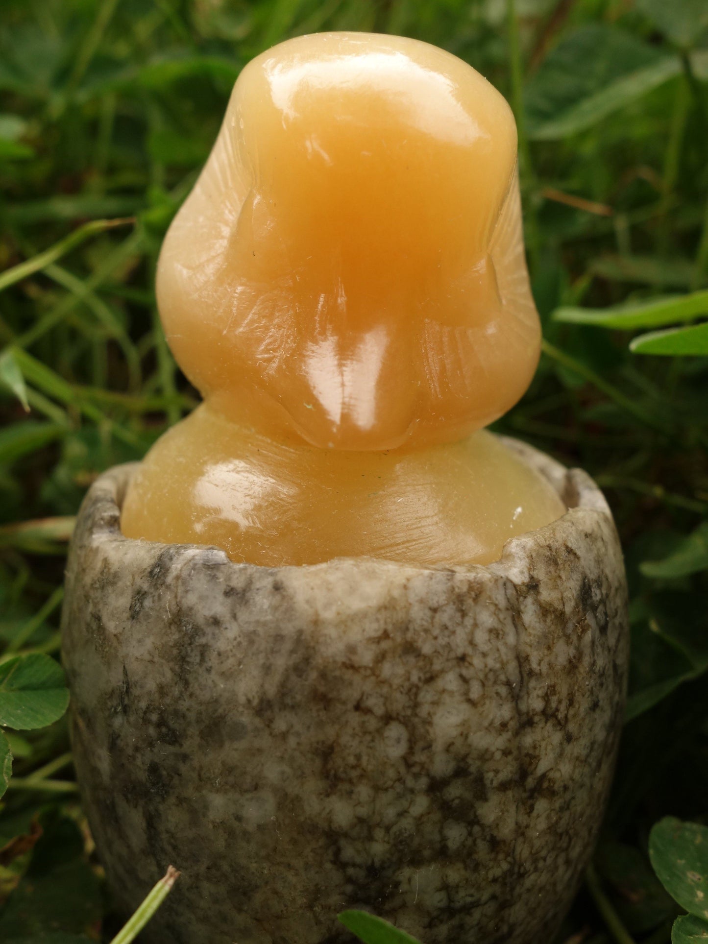  Adorable Orange Selenite Hatching Chick on Rock Egg Bowl (Perfect to Store Small Crystals in)