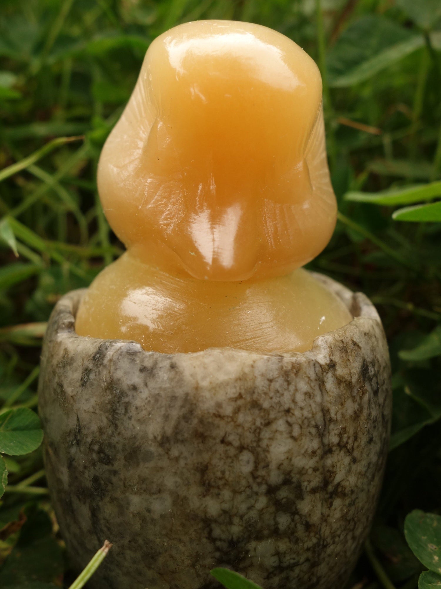  Adorable Orange Selenite Hatching Chick on Rock Egg Bowl (Perfect to Store Small Crystals in)