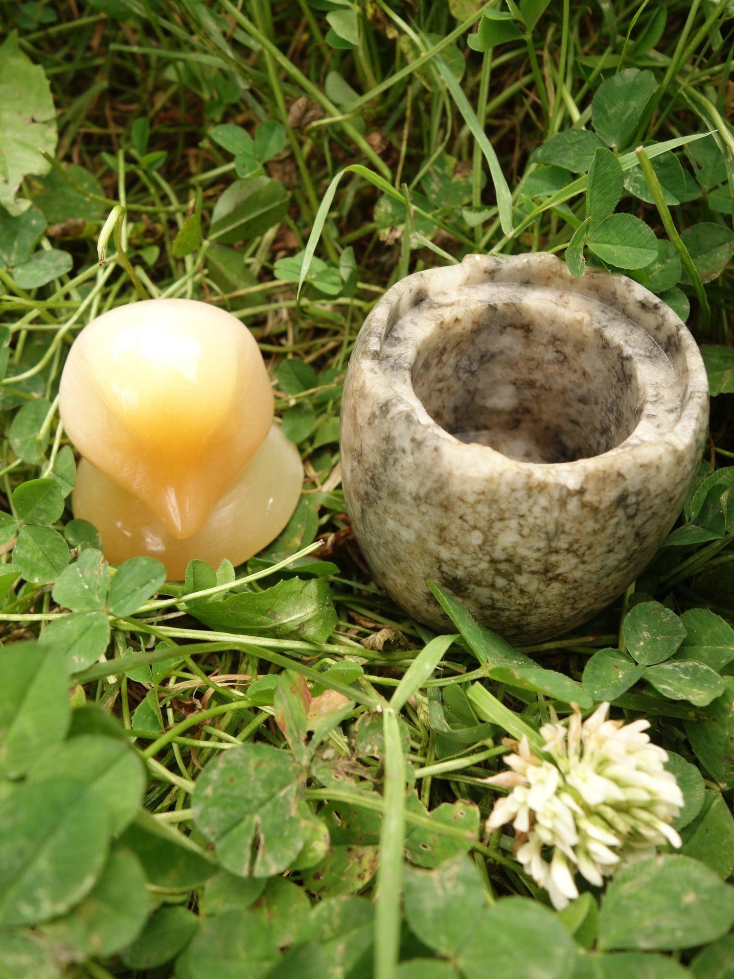  Adorable Orange Selenite Hatching Chick on Rock Egg Bowl (Perfect to Store Small Crystals in)