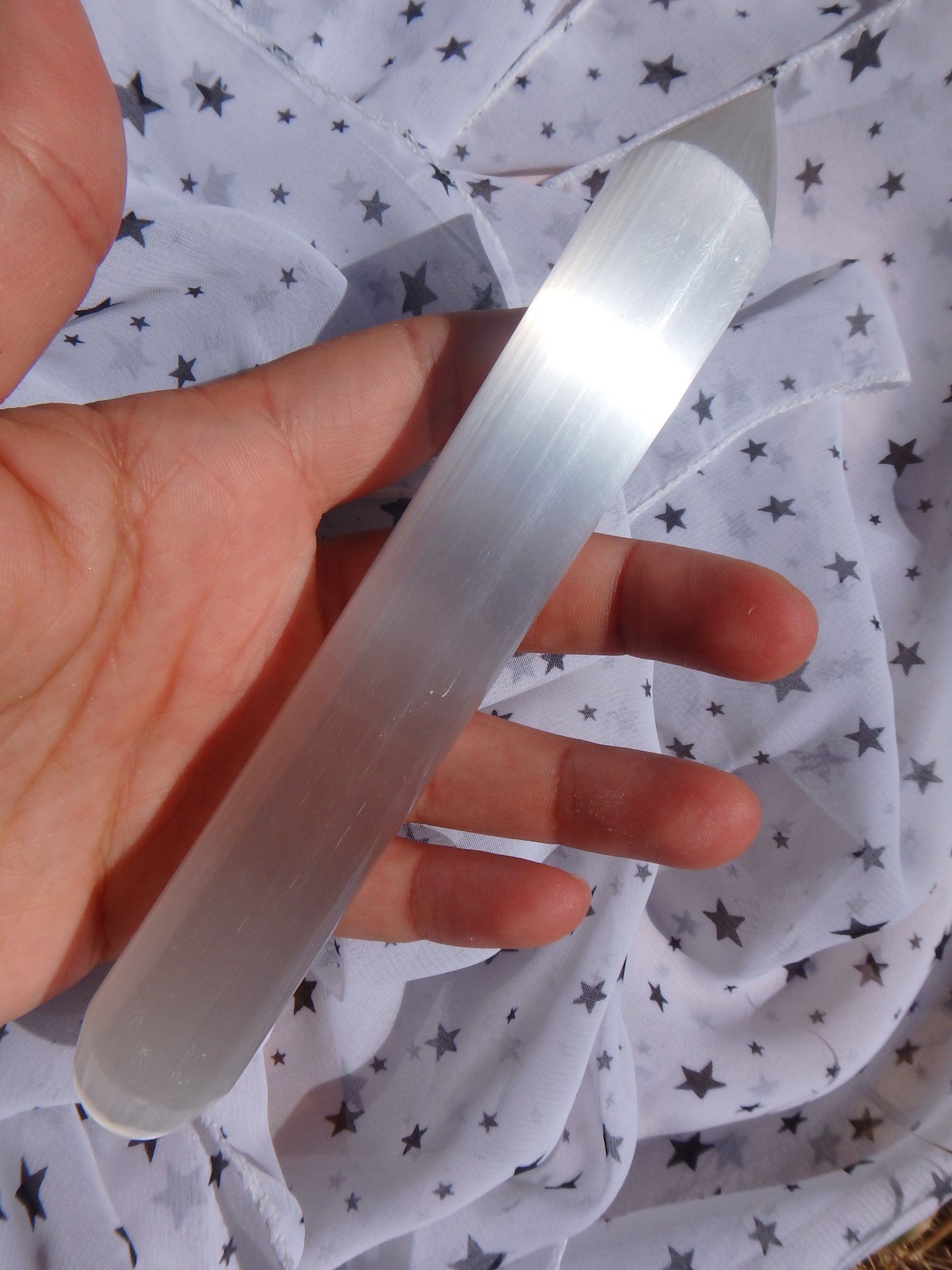 Long Optical White Sheen Selenite Wand - Earth Family Crystals