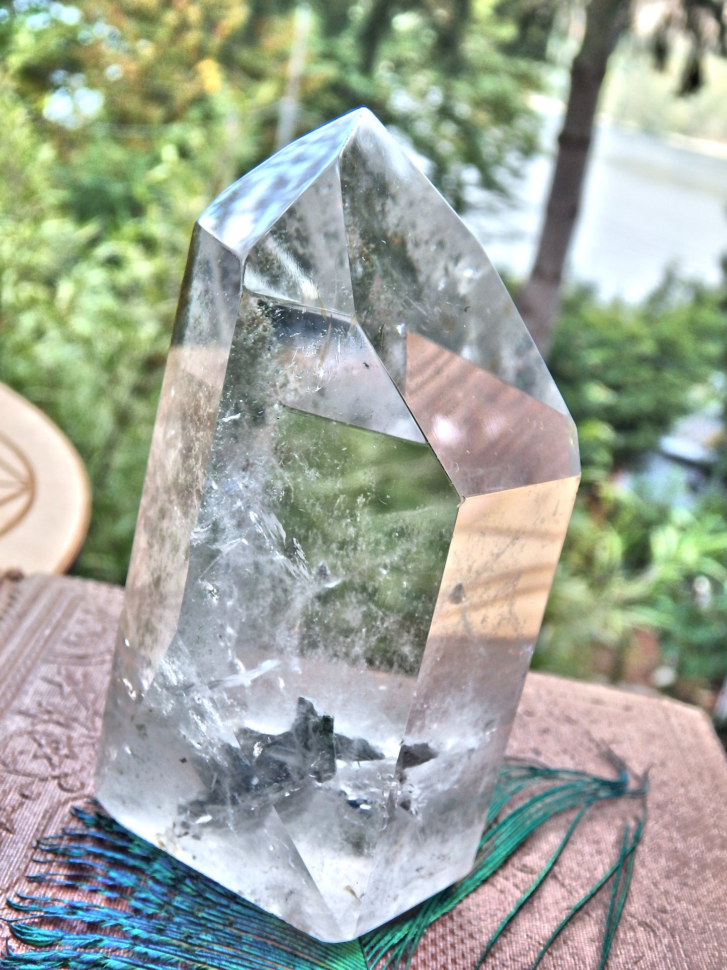Shamanic Dream Quartz Free Form Standing Tower With Floating Fragment Inside REDUCED - Metiz Tier Price