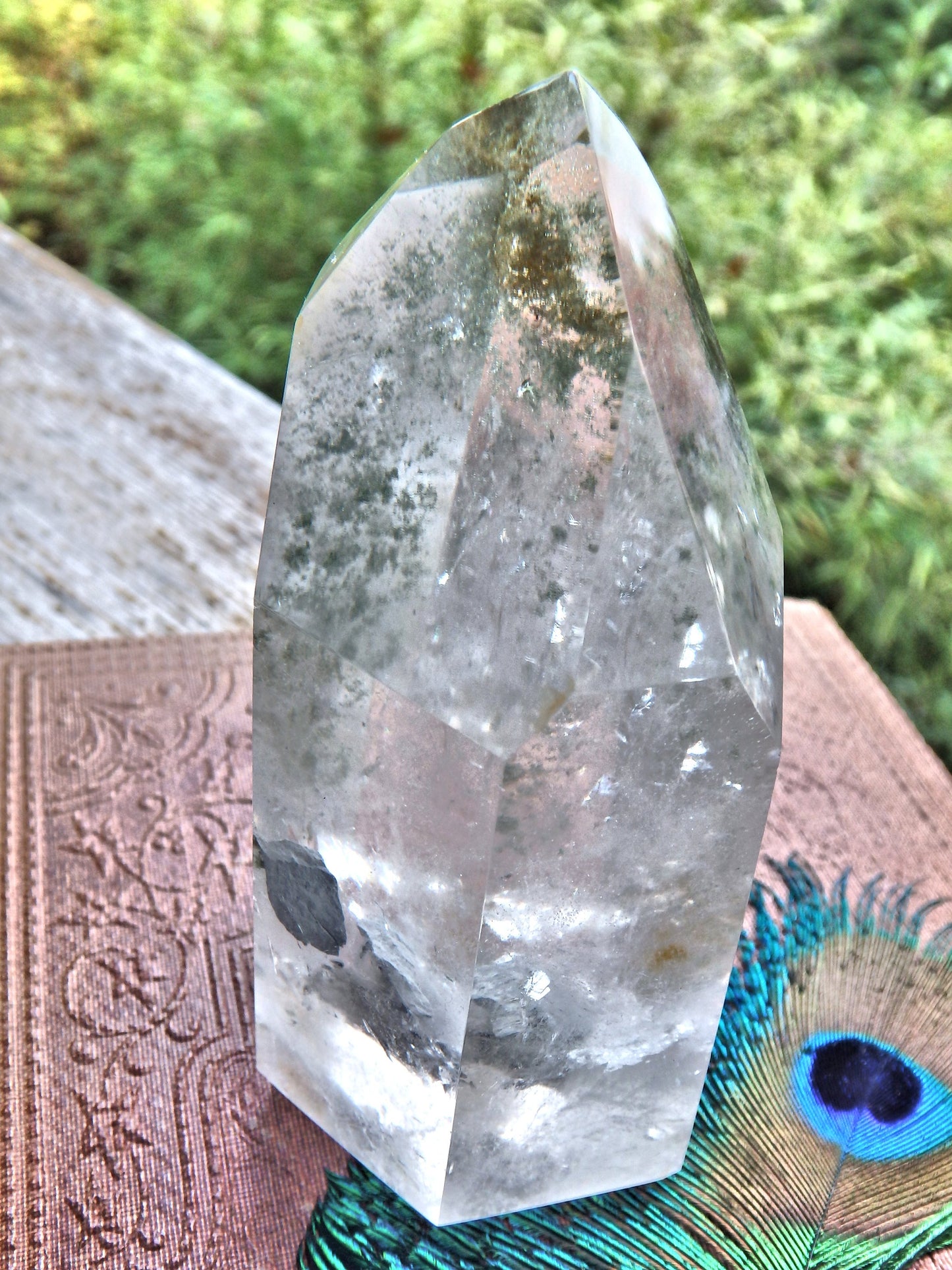 Shamanic Dream Quartz Free Form Standing Tower With Floating Fragment Inside REDUCED - Metiz Tier Price