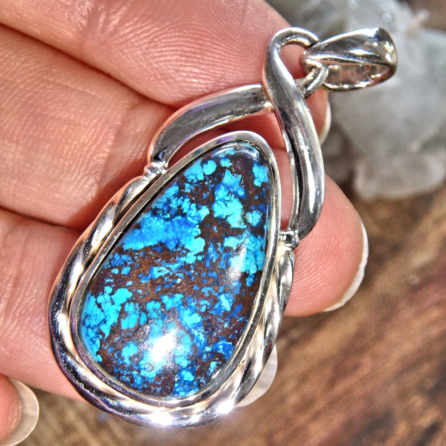 Elegant Shattuckite Sterling Silver Pendant (Includes Silver Chain) - Earth Family Crystals