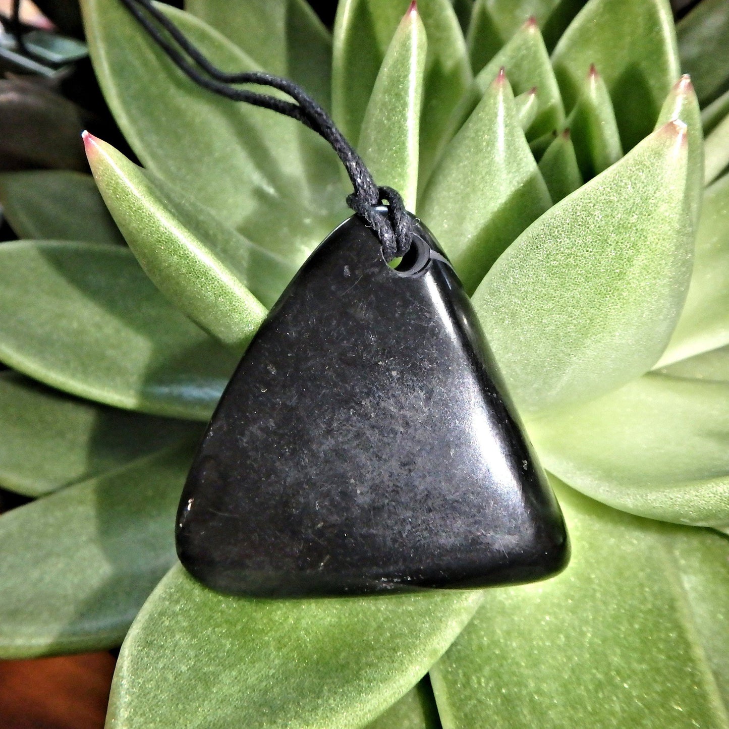  Chunky Polished Shungite EMF Protective Pendant on Cotton Cord 1