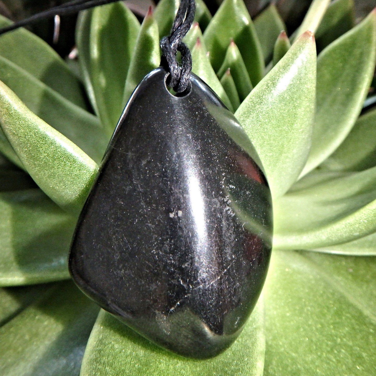  Chunky Polished Shungite EMF Protective Pendant on Cotton Cord 2