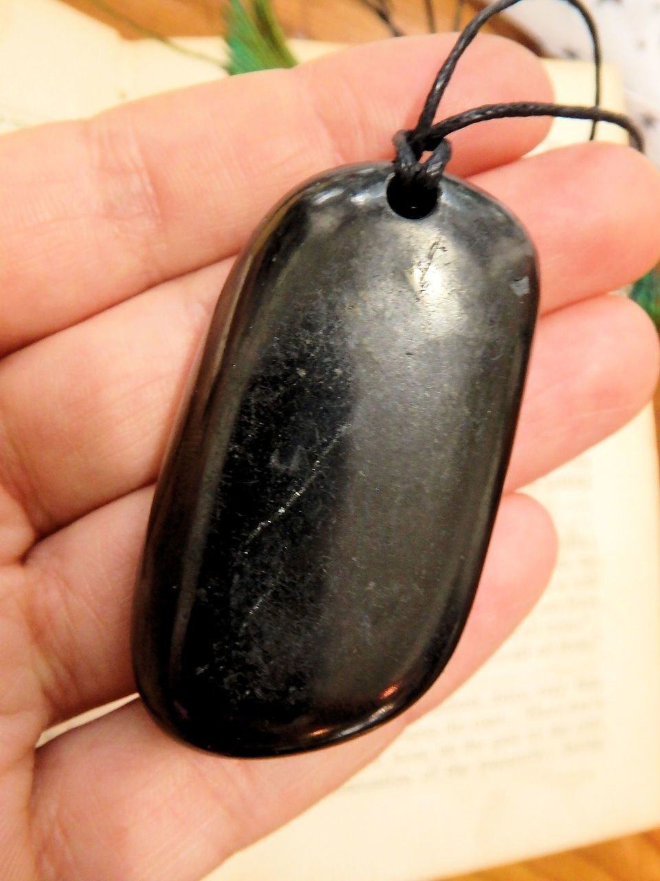  Chunky Polished EMF Protective Shungite Free Form Stone on Cotton Cord