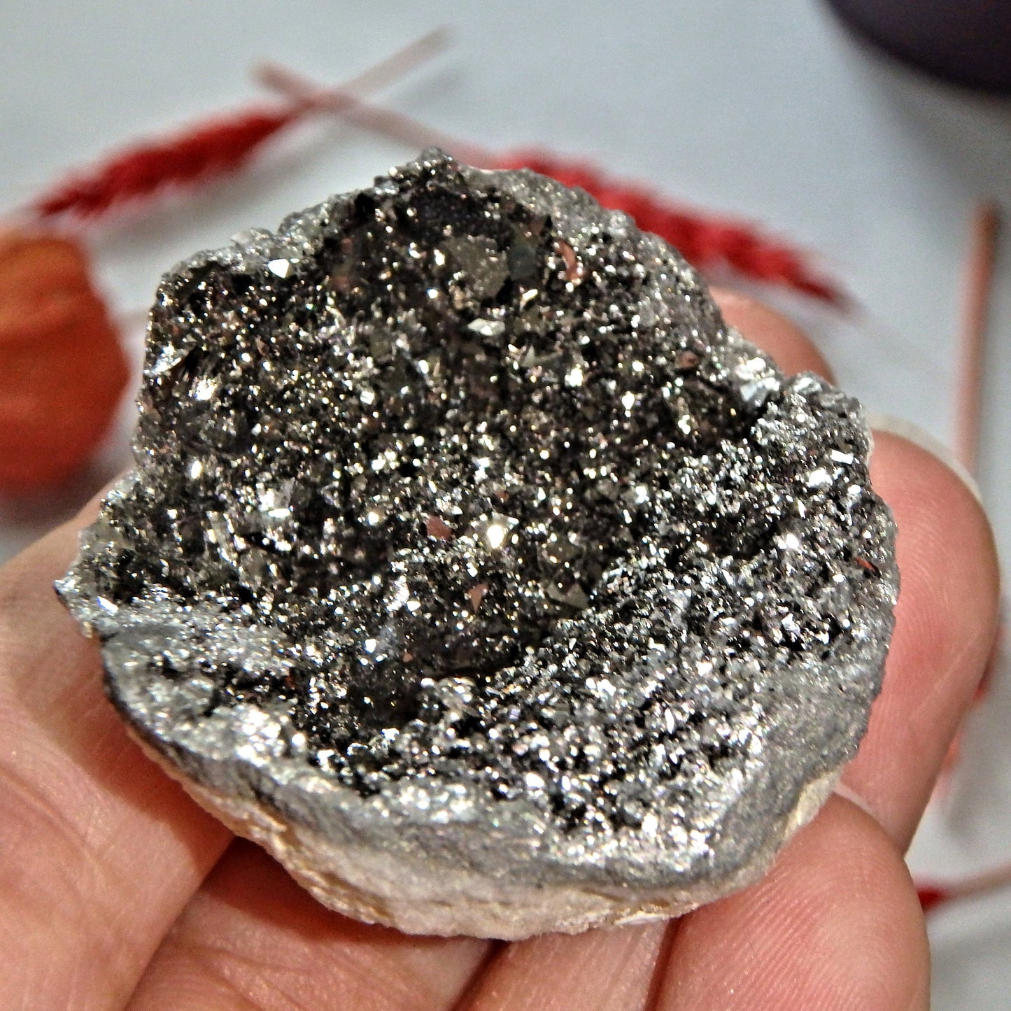 Magical Sparkle Silver Aura Quartz Geode Specimen 5 - Earth Family Crystals