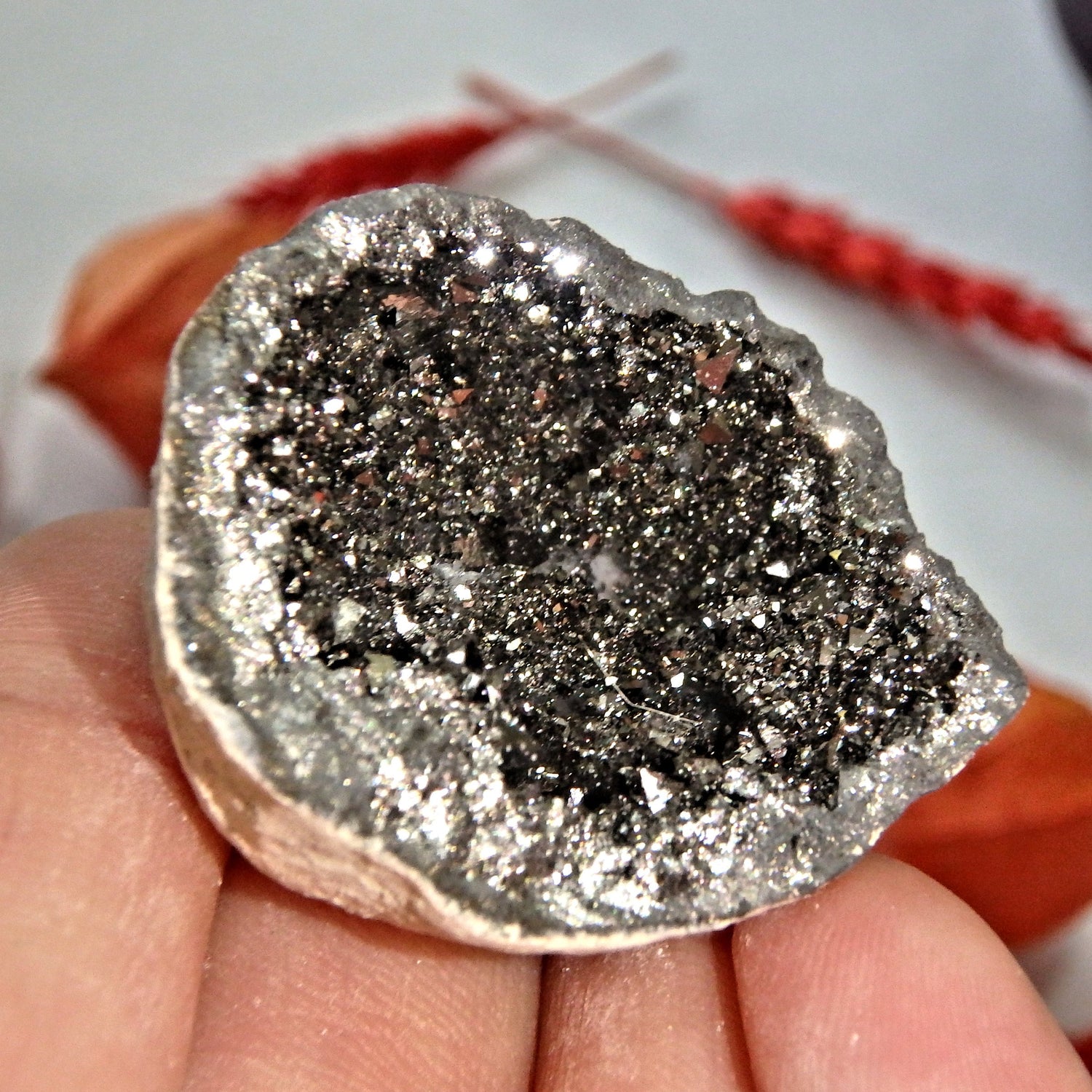 Magical Sparkle Silver Aura Quartz Geode Specimen 4 - Earth Family Crystals