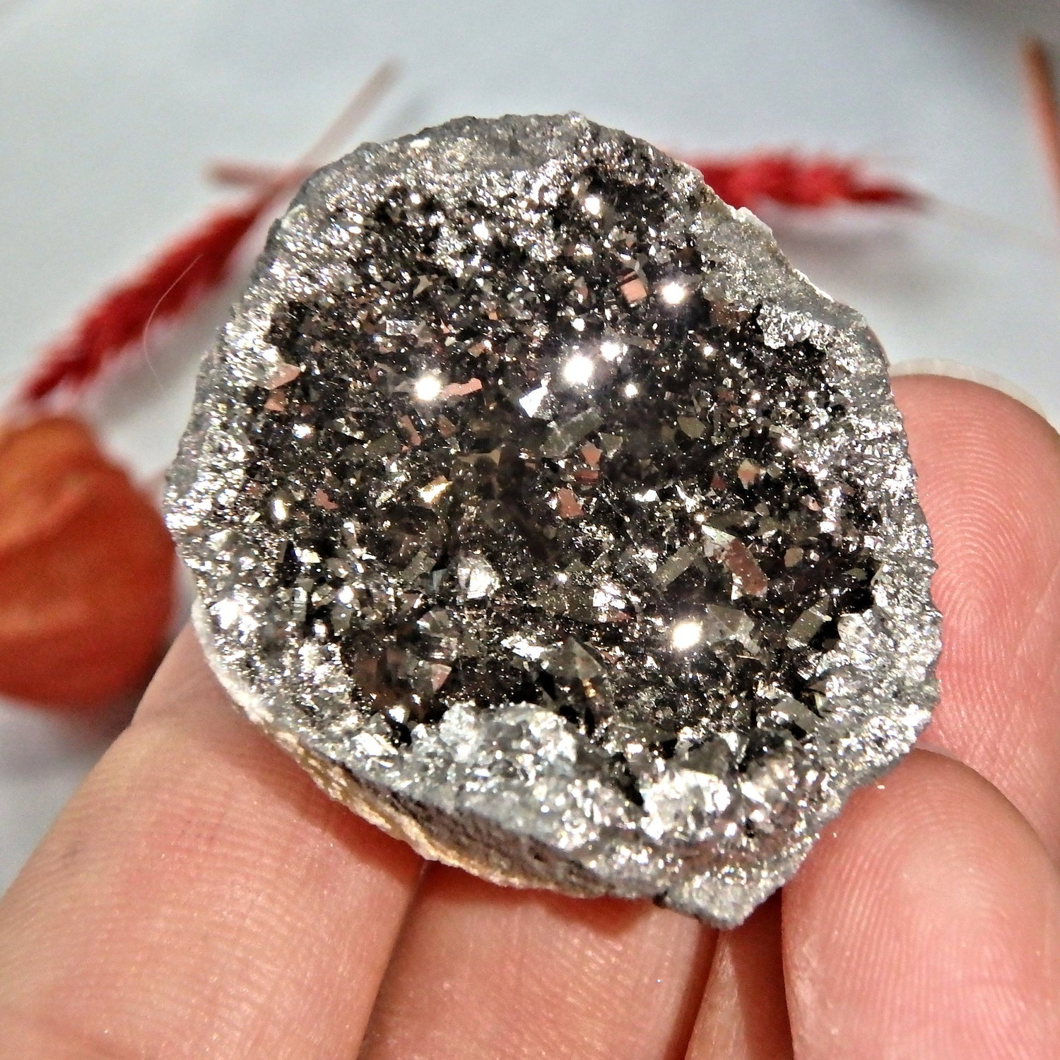 Magical Sparkle Silver Aura Quartz Geode Specimen 2 - Earth Family Crystals