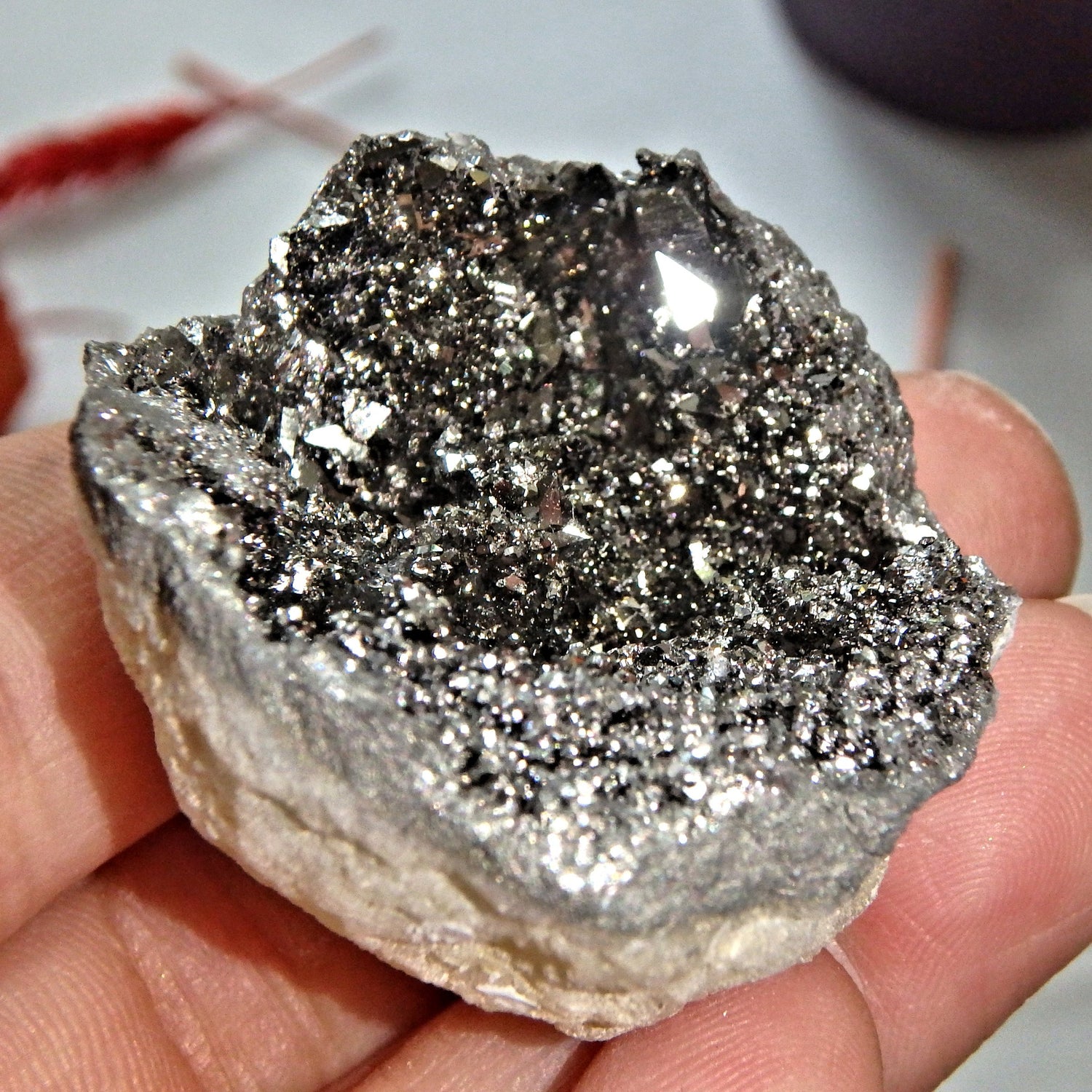 Magical Sparkle Silver Aura Quartz Geode Specimen 5 - Earth Family Crystals
