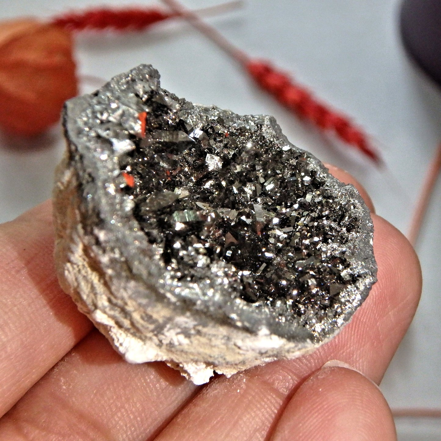 Magical Sparkle Silver Aura Quartz Geode Specimen 2 - Earth Family Crystals