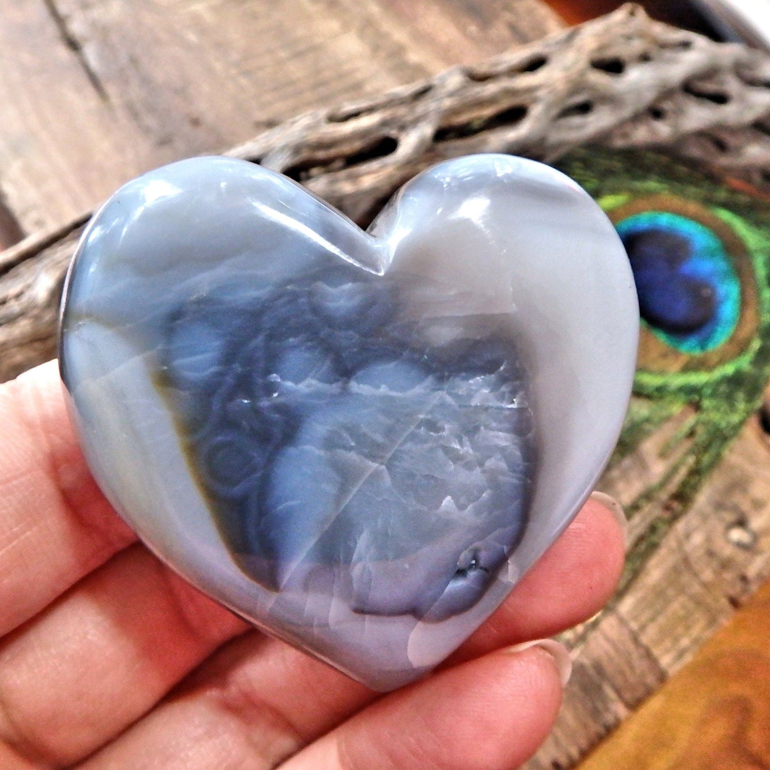  Brilliant Druzy Sparkle Silver Aura Quartz & Agate Geode Heart Carving