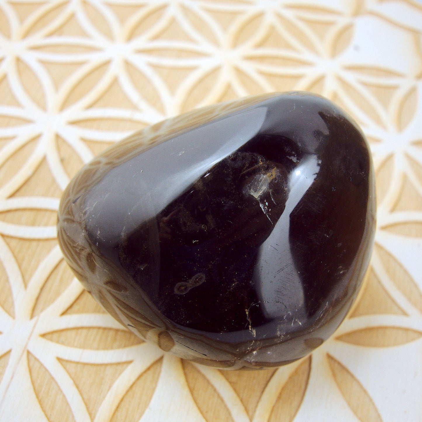  Deep Chocolate Brown Shiny Smoky Quartz Palm Stone1