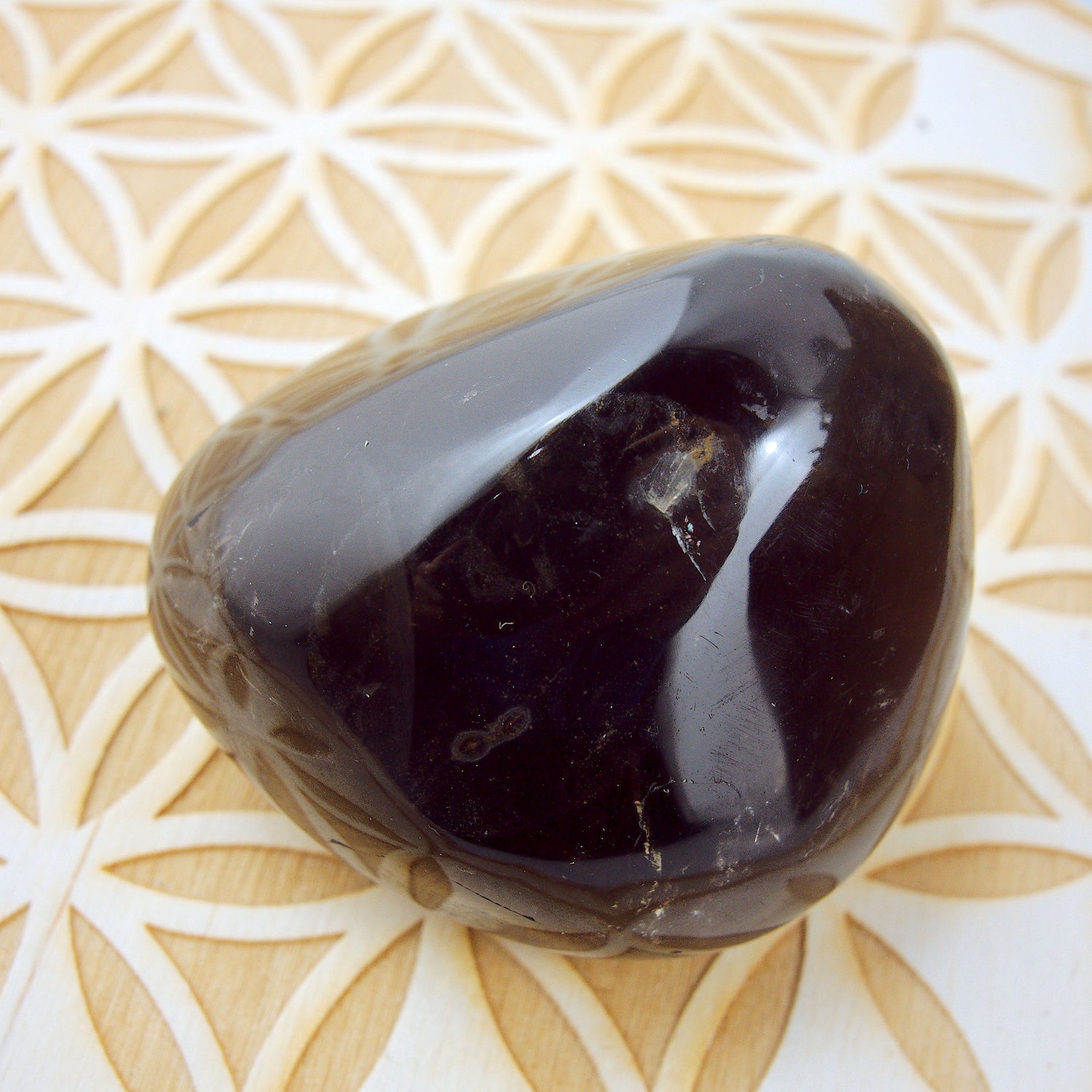  Deep Chocolate Brown Shiny Smoky Quartz Palm Stone1