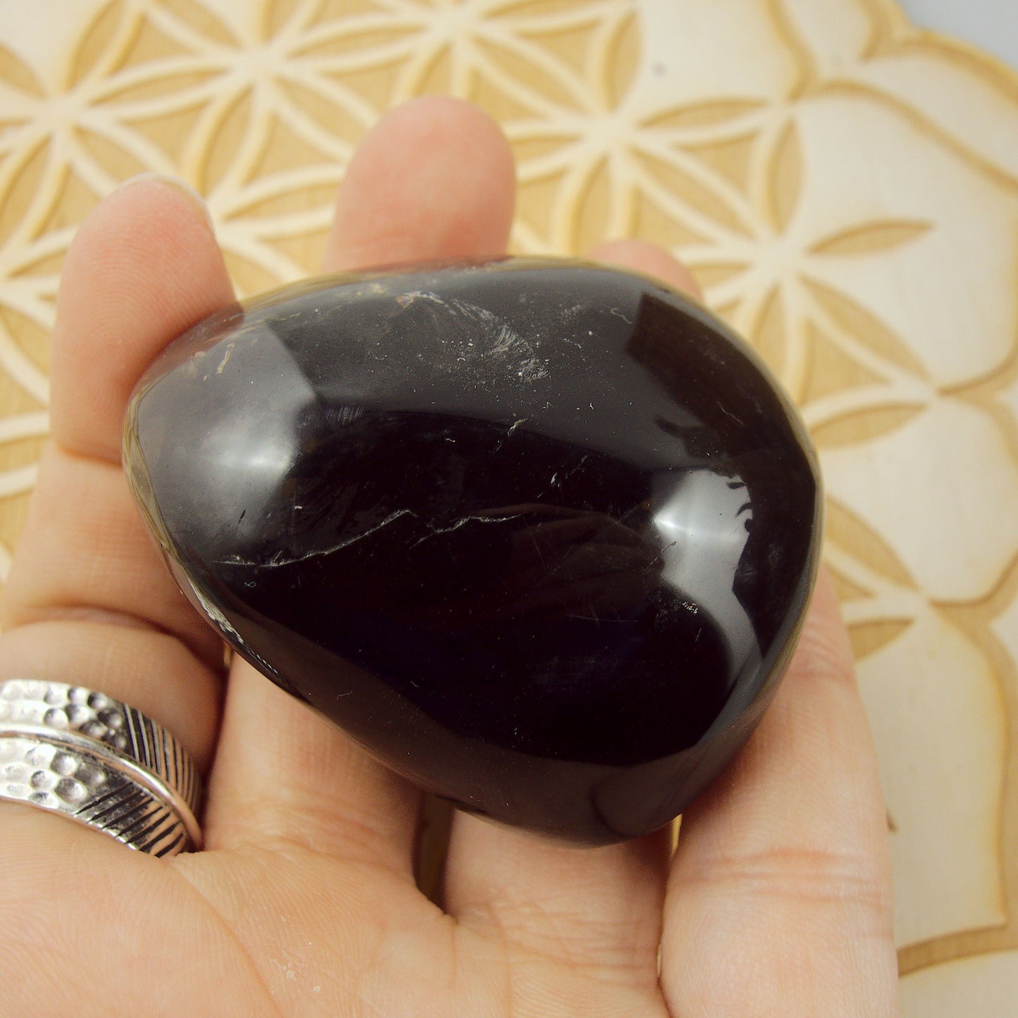  Deep Chocolate Brown Shiny Smoky Quartz Palm Stone1