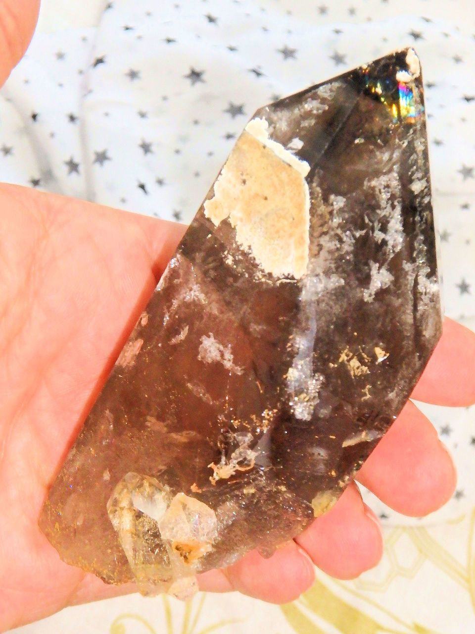  Brilliant Self Healed Natural Smoky Quartz With Attached Baby Specimen From Malawi