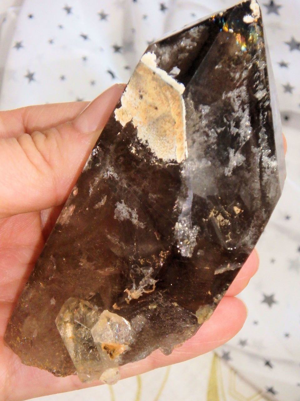  Brilliant Self Healed Natural Smoky Quartz With Attached Baby Specimen From Malawi