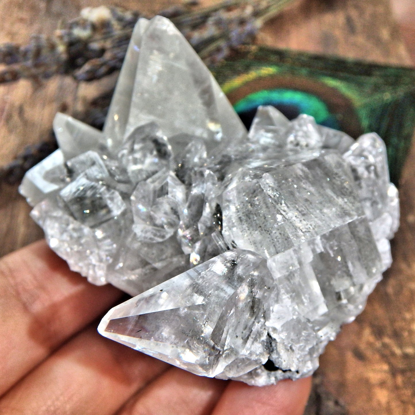 High Vibration Clear Stellar Beam Calcite Specimen With Golden Pyrite Inclusions - Earth Family Crystals