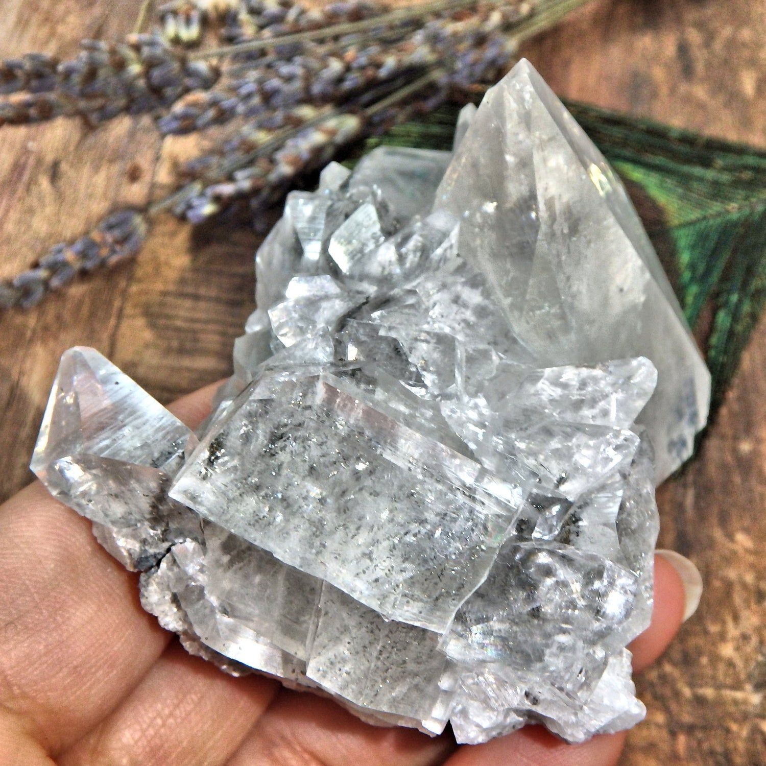 High Vibration Clear Stellar Beam Calcite Specimen With Golden Pyrite Inclusions - Earth Family Crystals