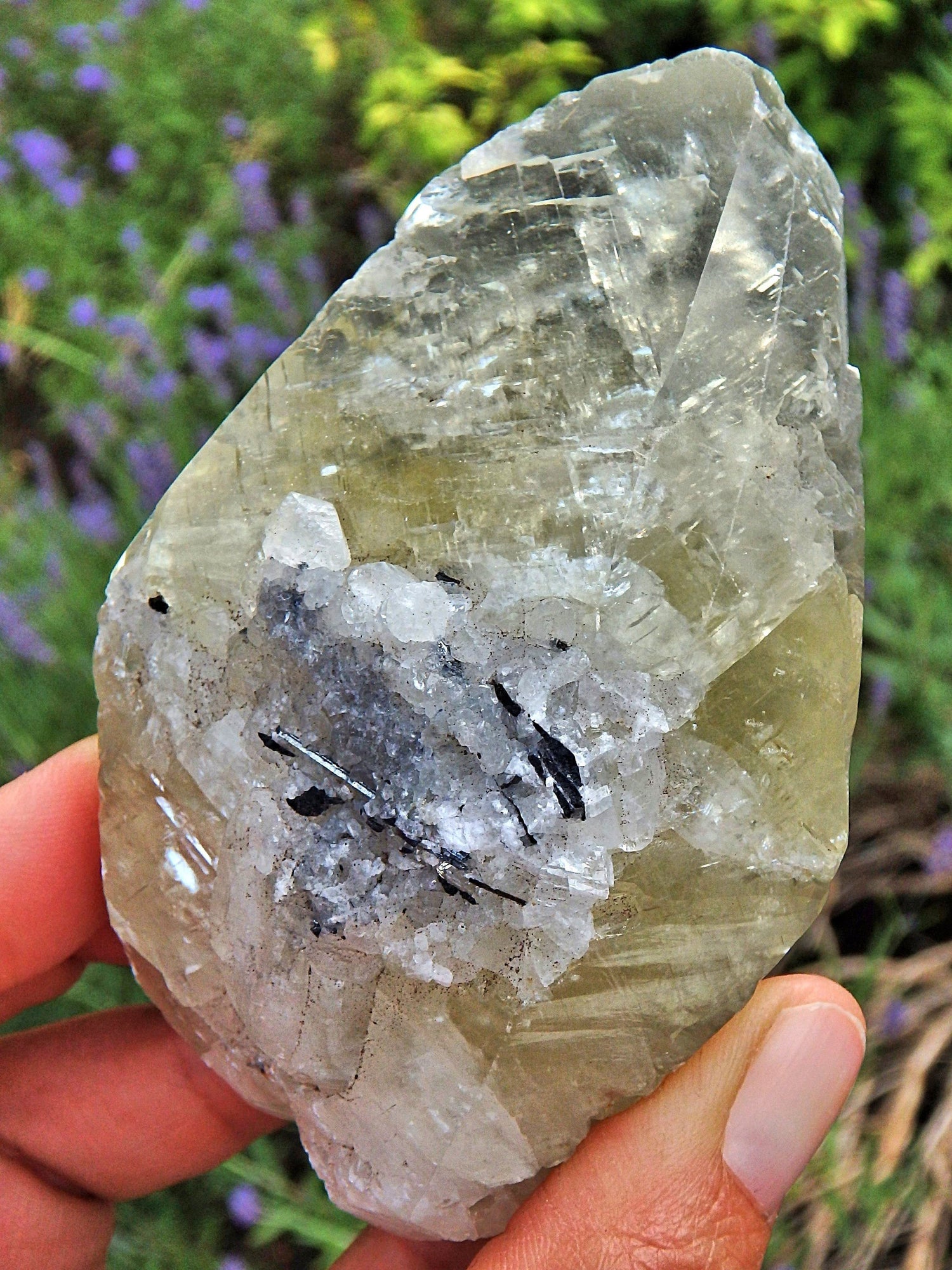  Brilliant Large Golden Calcite Point With Stibnite Inclusions & Self Healing