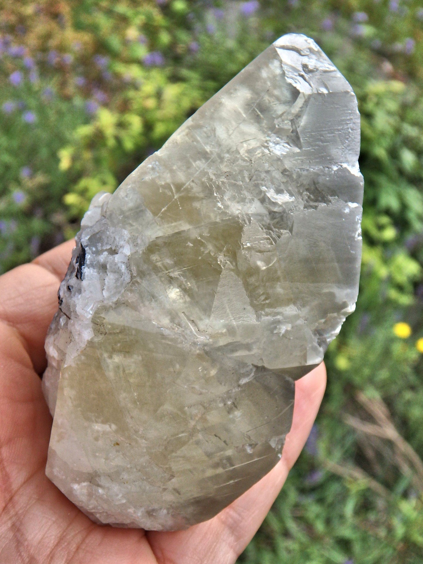  Brilliant Large Golden Calcite Point With Stibnite Inclusions & Self Healing