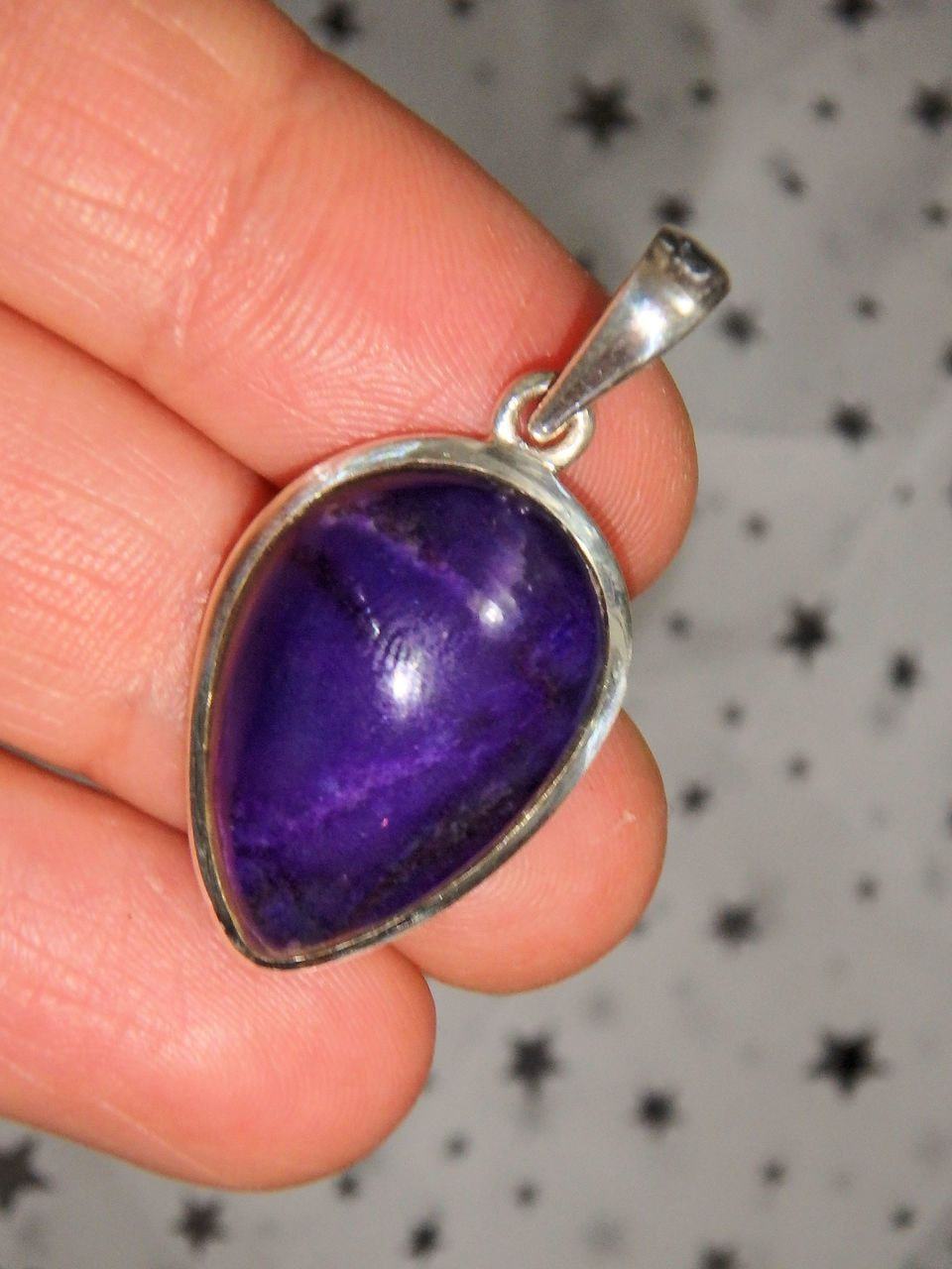  Deep Purple Healing Sugilite Pendant in Sterling Silver (Includes Silver Chain)