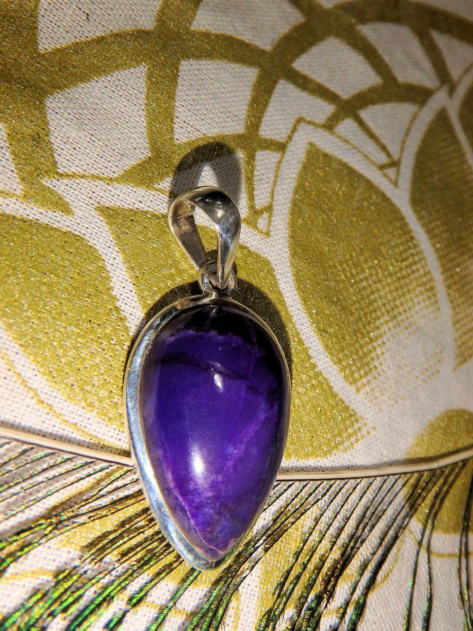  Deep Purple Healing Sugilite Pendant in Sterling Silver (Includes Silver Chain)