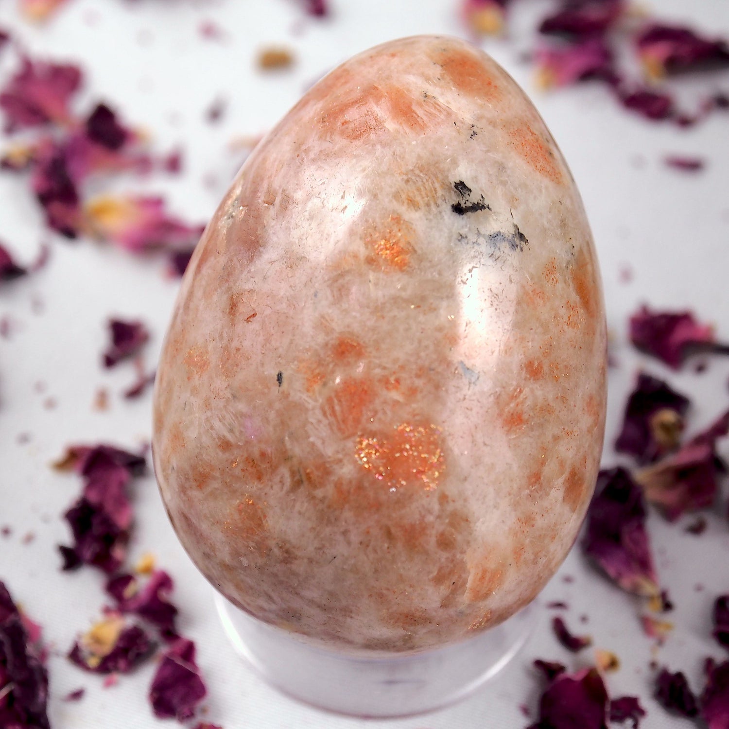  Delightful Golden Sparkle Orange Sunstone Egg Carving