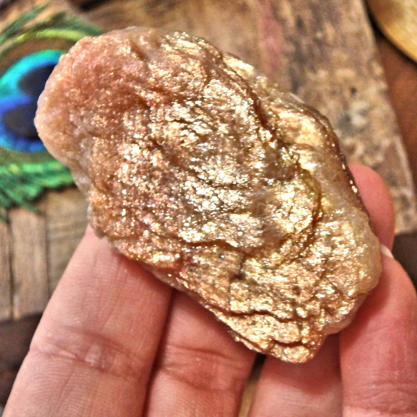  Deep Orange Sparkle Lava Golden Fire Raw Sunstone From India