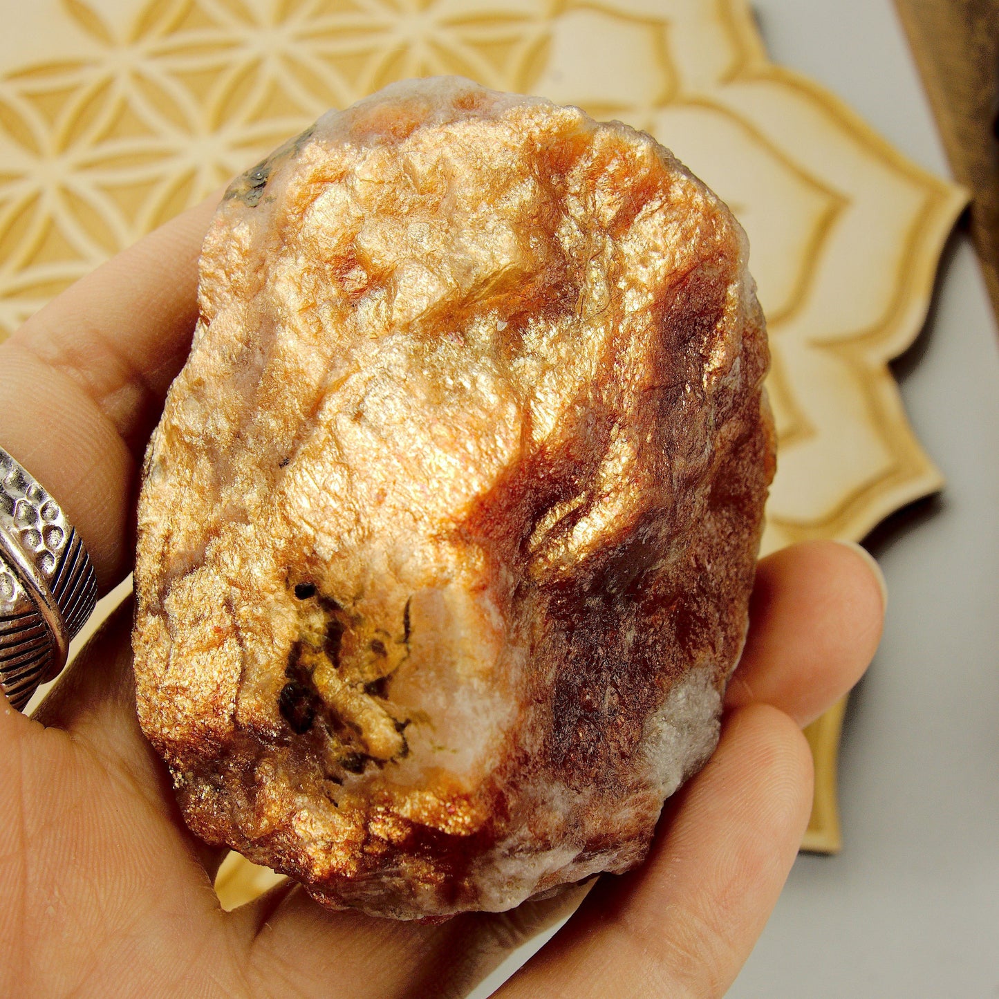  Chunky Extreme Flash Lava Gold Fire Orange Sunstone Raw Specimen From India